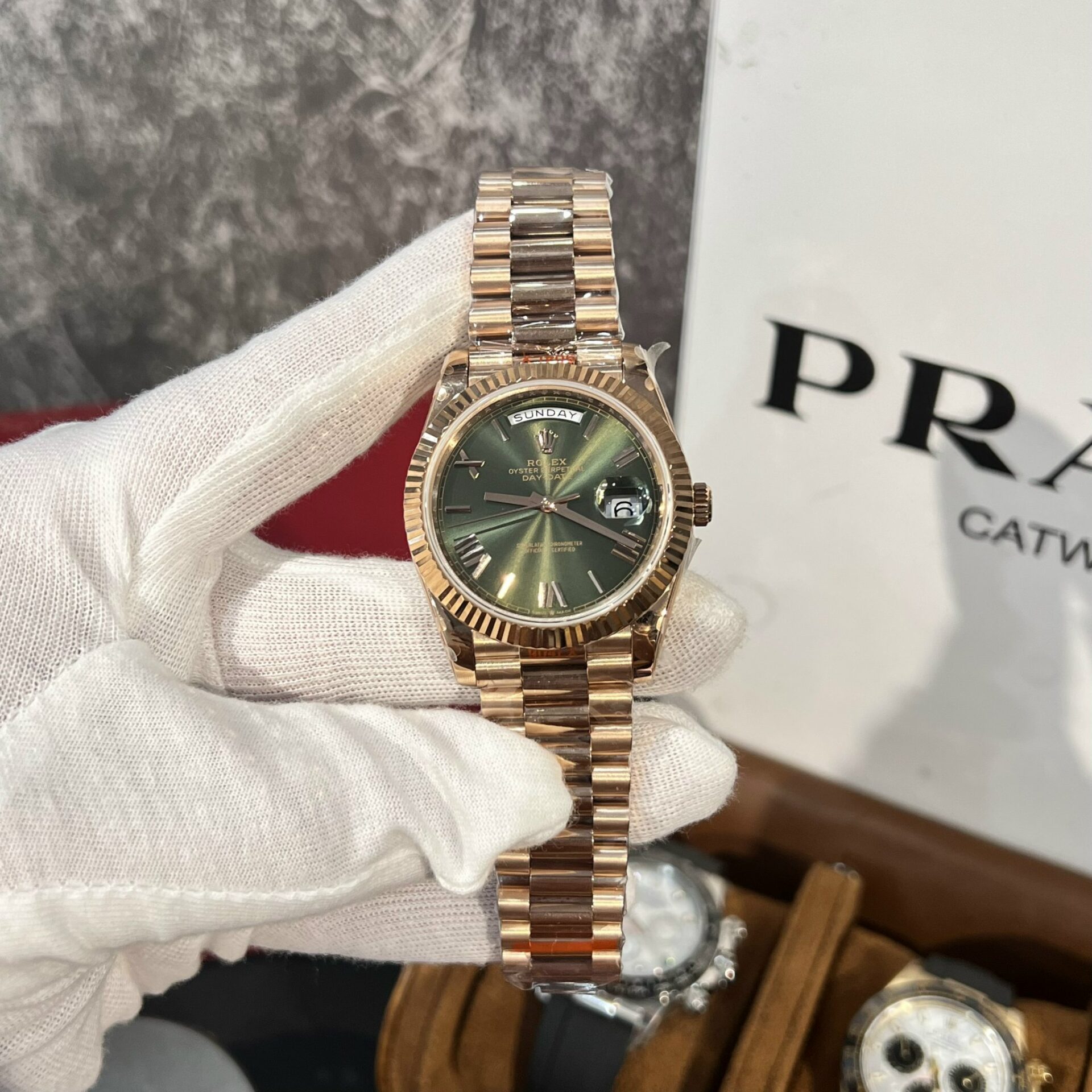 Rolex Replica 1:1 Watch Day-Date 228235 Green Dial Rose Gold Plated GM Factory V2 40mm