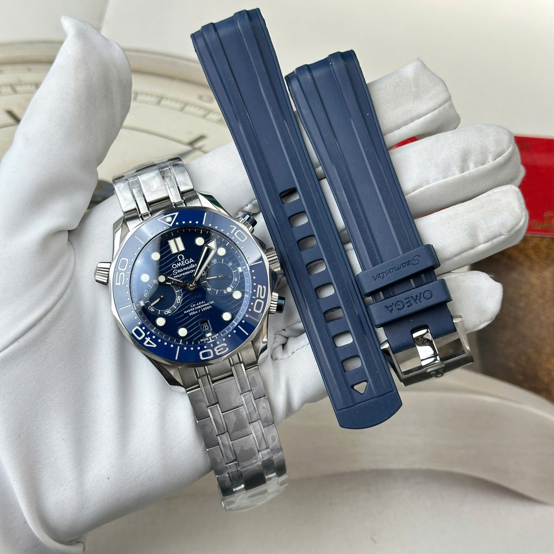 Omega Seamaster Diver 300M Chronograph Replica Watch Dial Blue N1 Factory 44mm