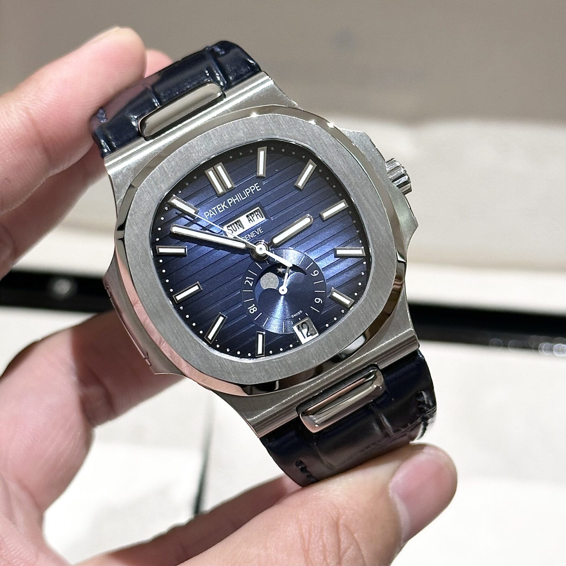 Patek Philippe 5726 Replica 1:1 Watch Blue Dial Leather Strap PPF 40.5mm