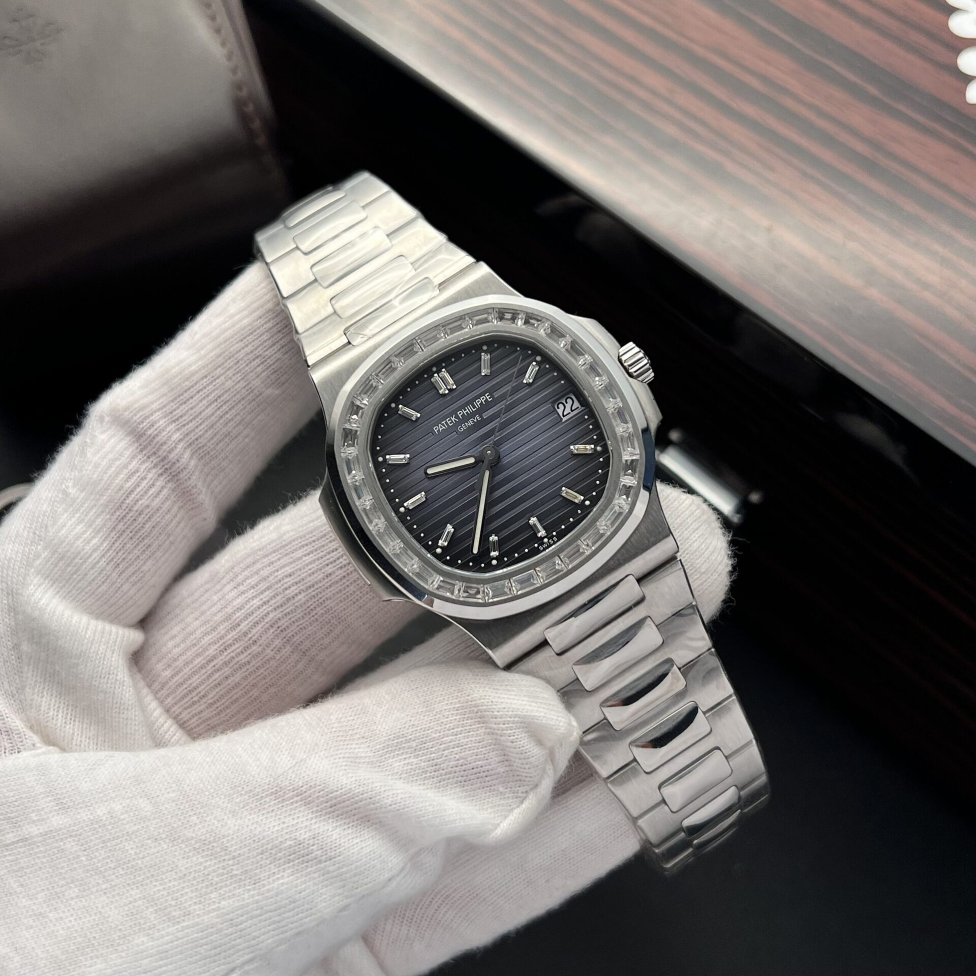 Patek Philippe Nautilus 5723 Replica 11 Watch Blue Dial With Diamond Bezel 40mm