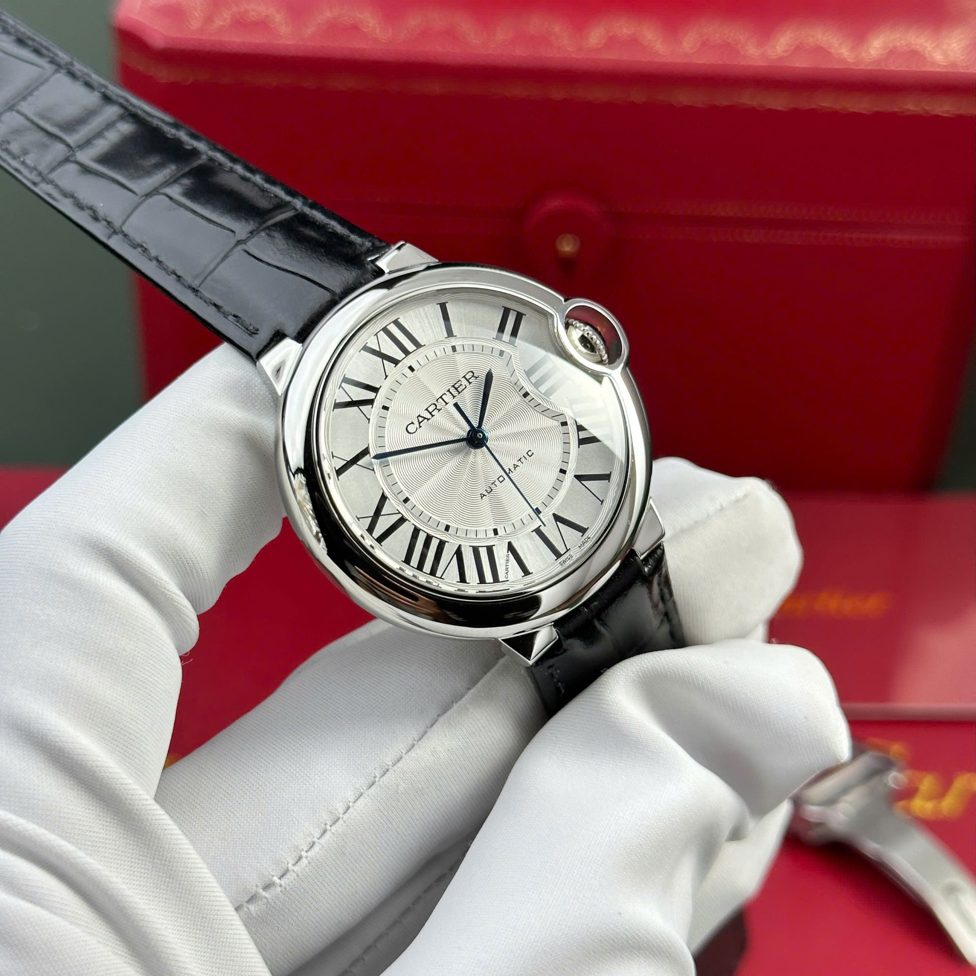 Cartier Ballon Bleu Replica 11 Watch White Dial Leather Strap AF Factory 36mm