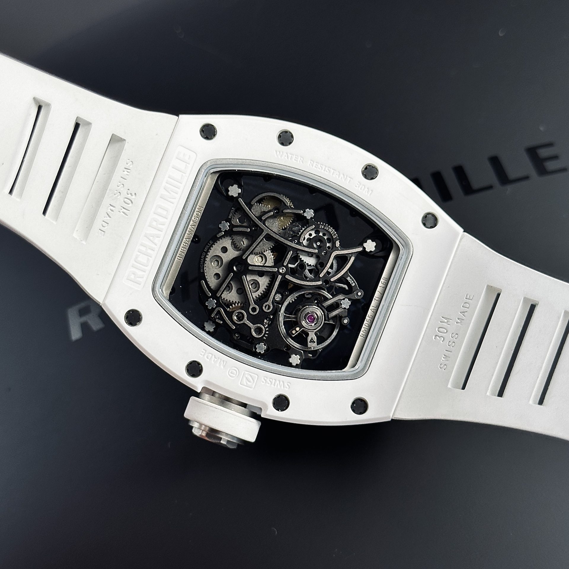 Richard Mille Rep 1:1 Watch RM055 Ceramic Bubba Watson White Factory BBR 45mm