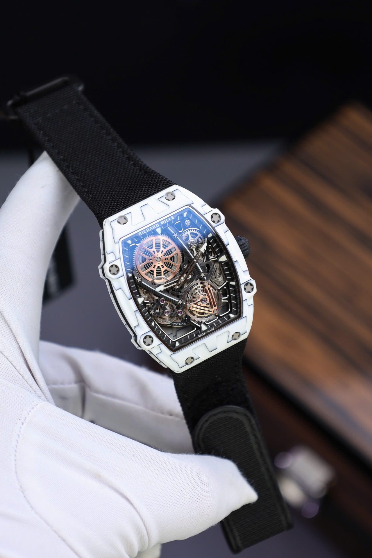 Richard Mille Replica Watches RM27-05 Rafael Nadal White Carbon 37.25×47.25mm