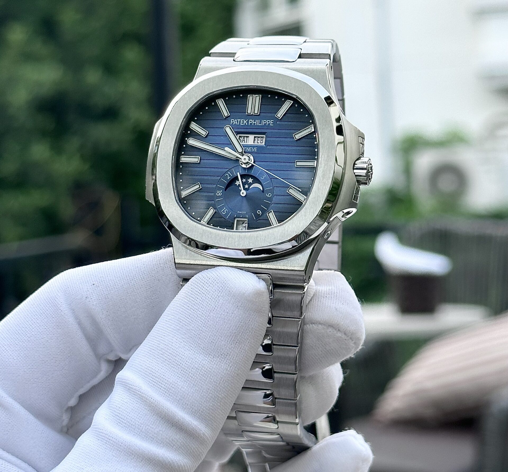Patek Philippe Nautilus 5726 Replica 1:1 Watch Blue Dial Metal Strap PPF Factory 40.5mm