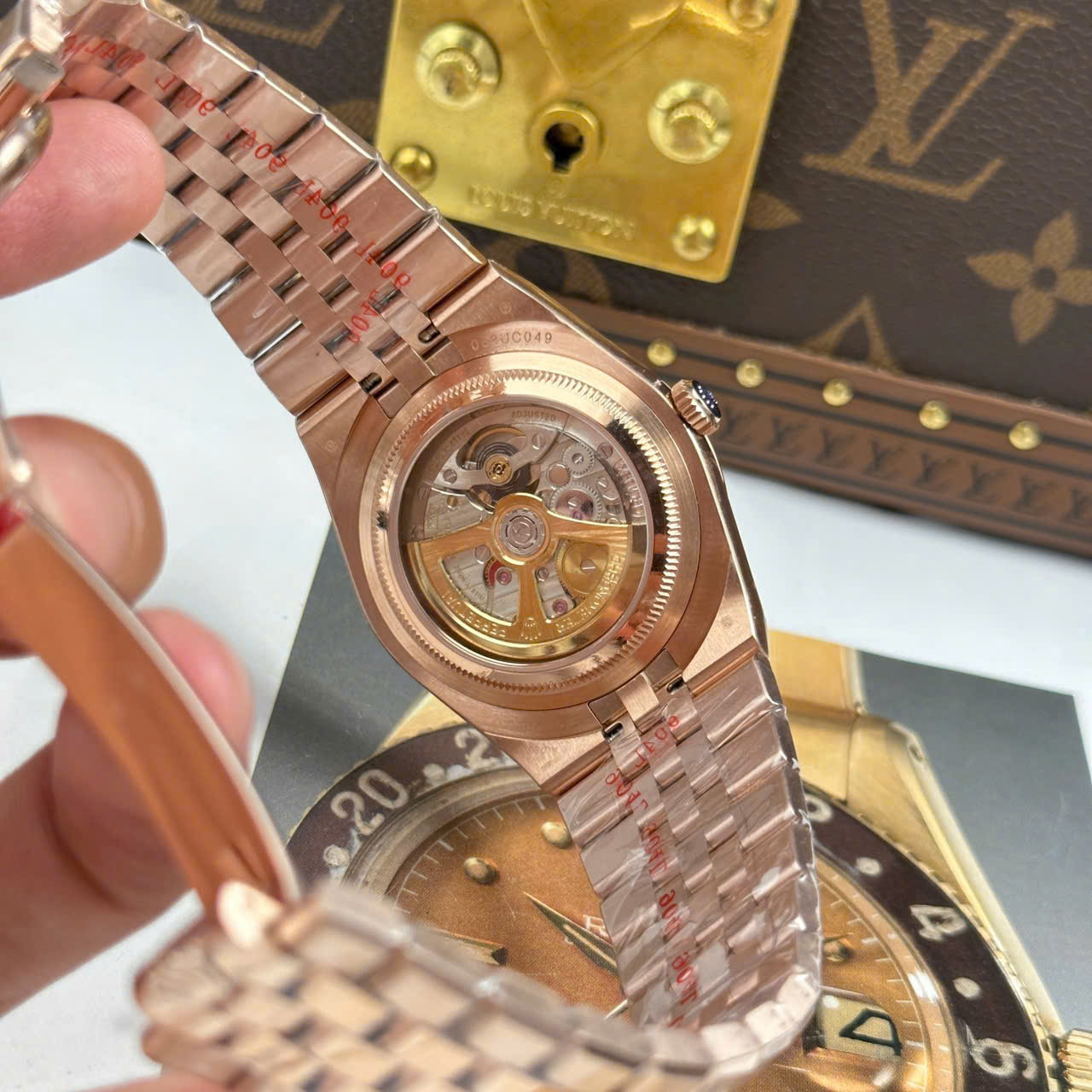 Rolex Land-Dweller 127235 Rose Gold Honeycomb Motif Dial Luxury Fake Watches 40mm