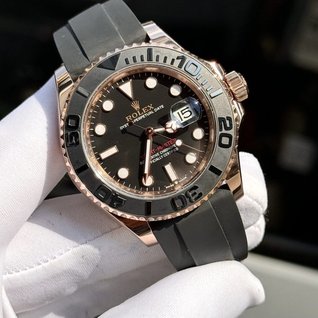 Rolex Yacht-Master Replica 11 Watch Gold Wrapped Black Dial 40mm