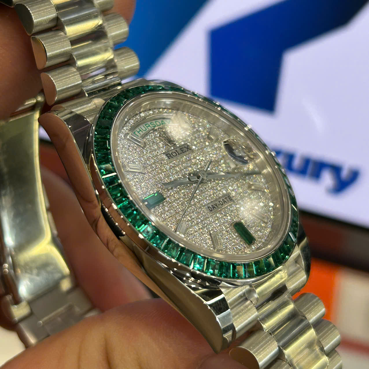 Rolex Day-Date Replica Watches Custom Diamonds Moissanite Weight 200 Grams 40mm