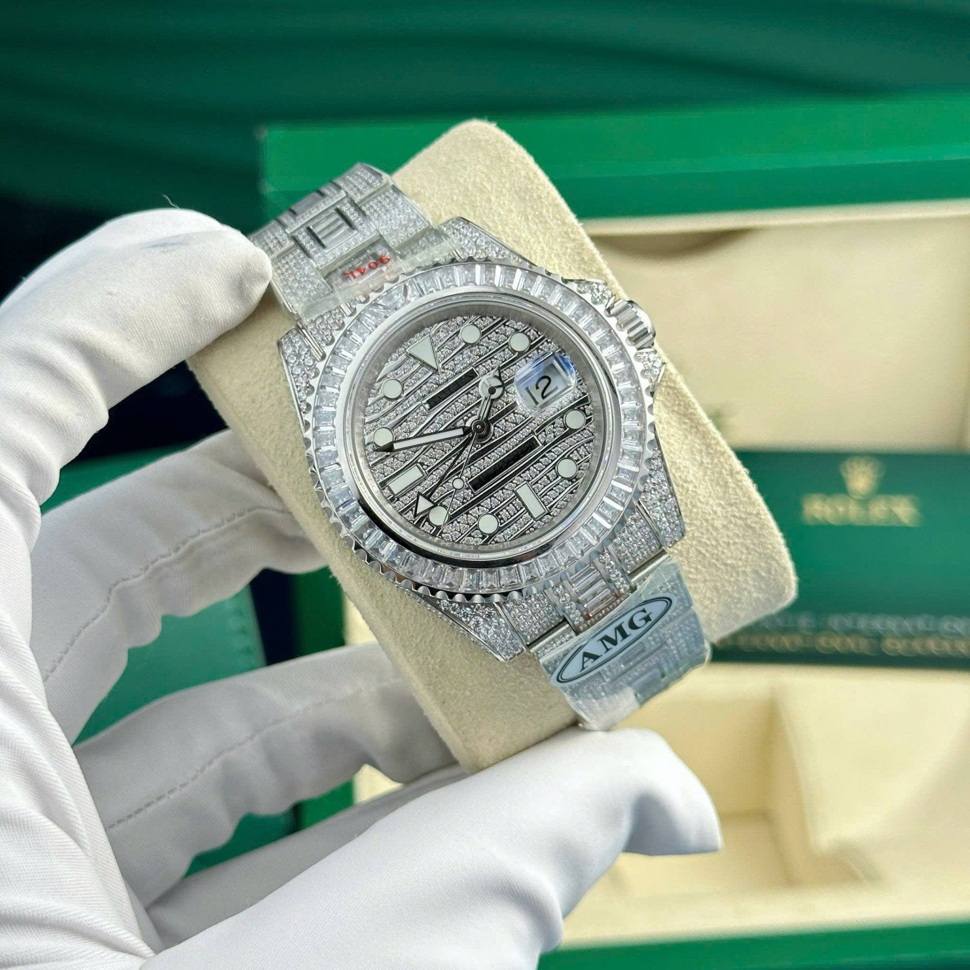 Rolex GMT Master II Iced Out Replica Watch Swiss Movement AMG Factory 40mm