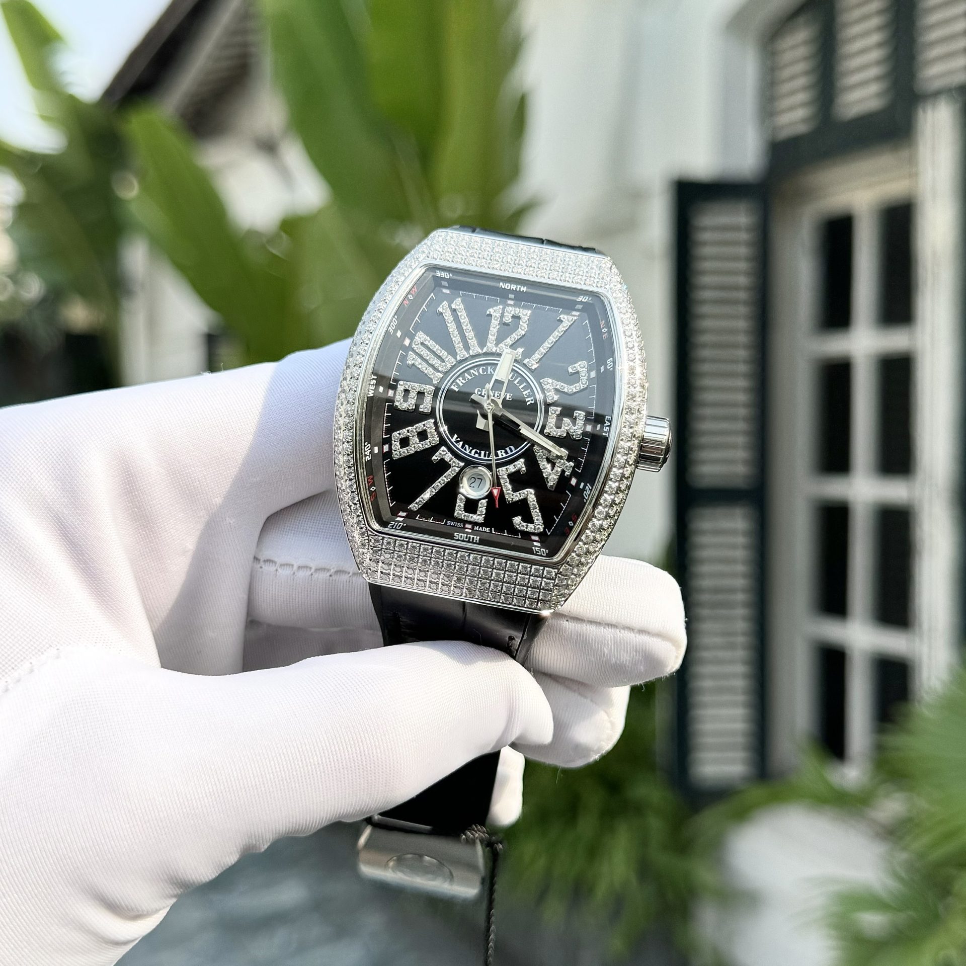 Franck Muller V45 SC DT Replica 11 Watch Black Dial With Stone  Factory ABF 45mm