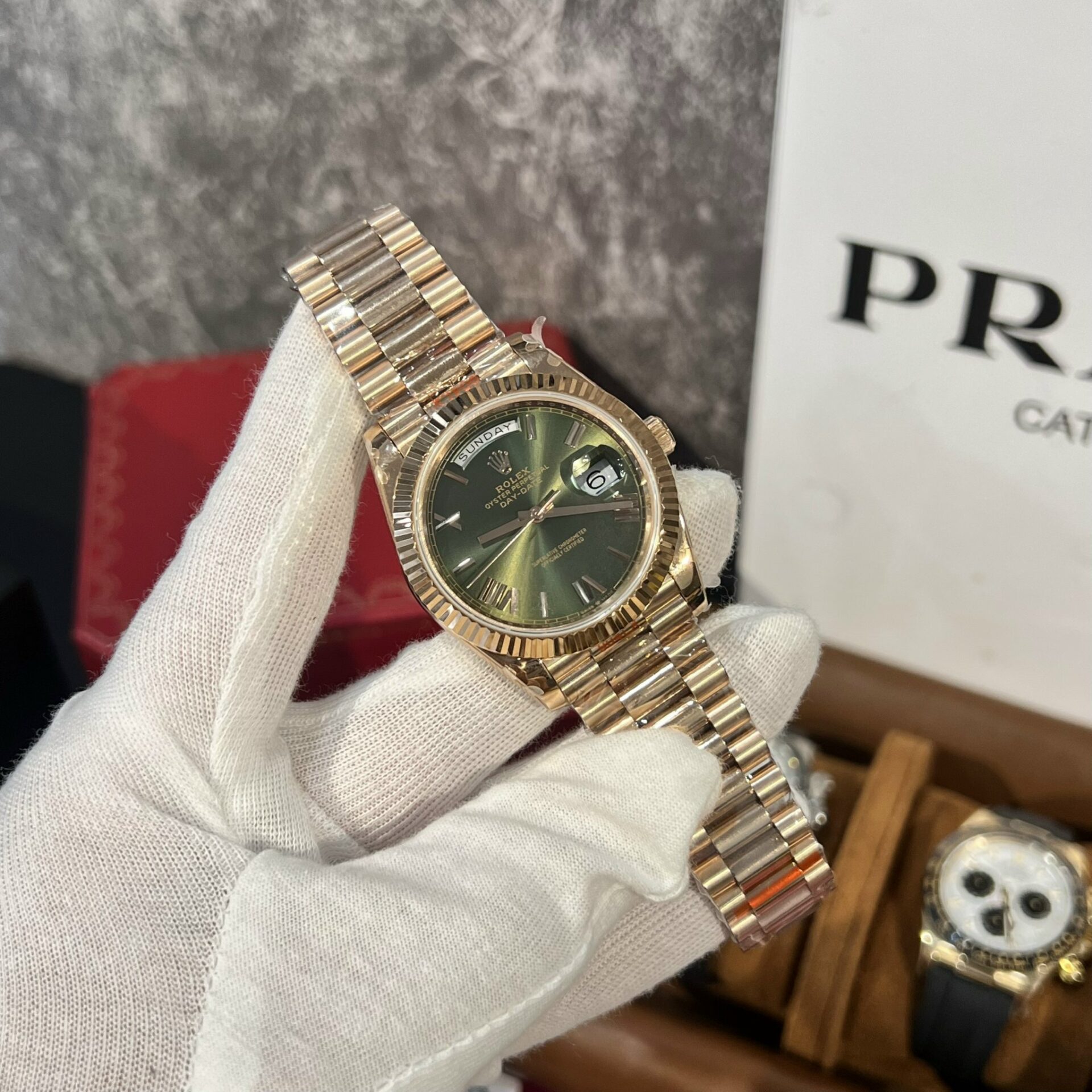 Rolex Replica 1:1 Watch Day-Date 228235 Green Dial Rose Gold Plated GM Factory V2 40mm