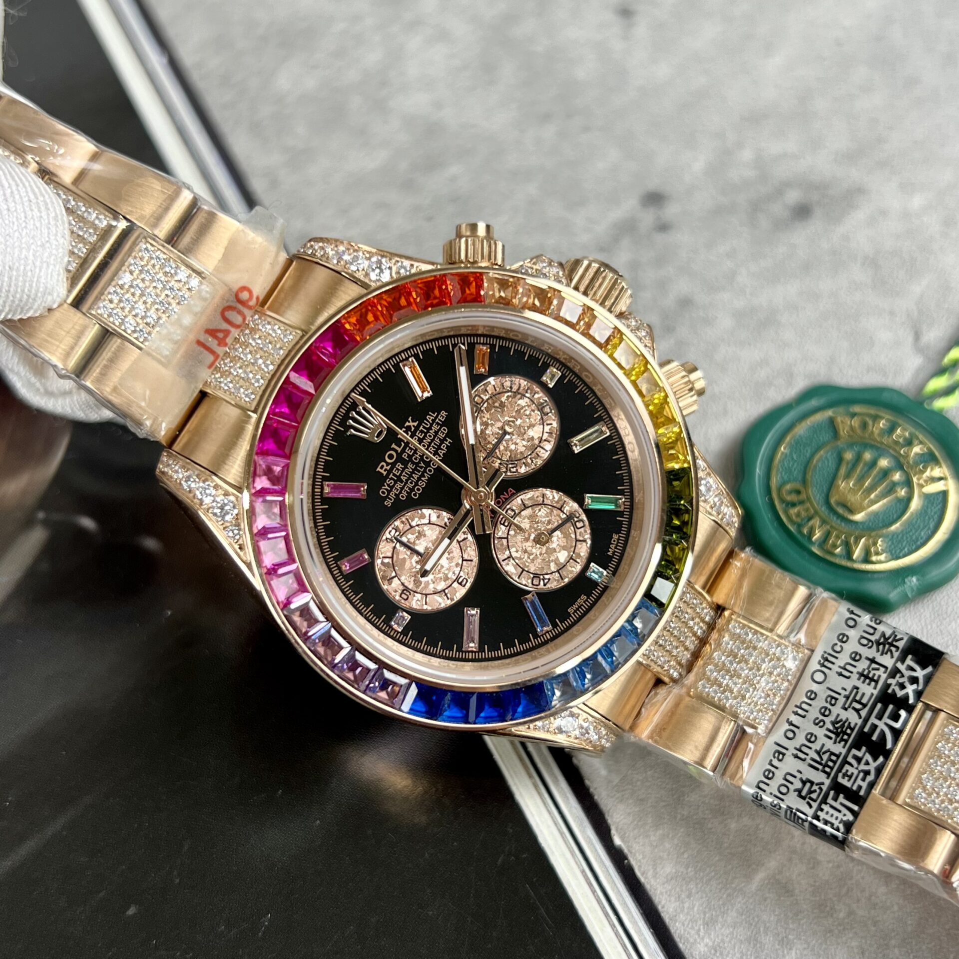 Rolex Replica 11 Watch Daytona Rainbow Rose Gold Plated  40mm