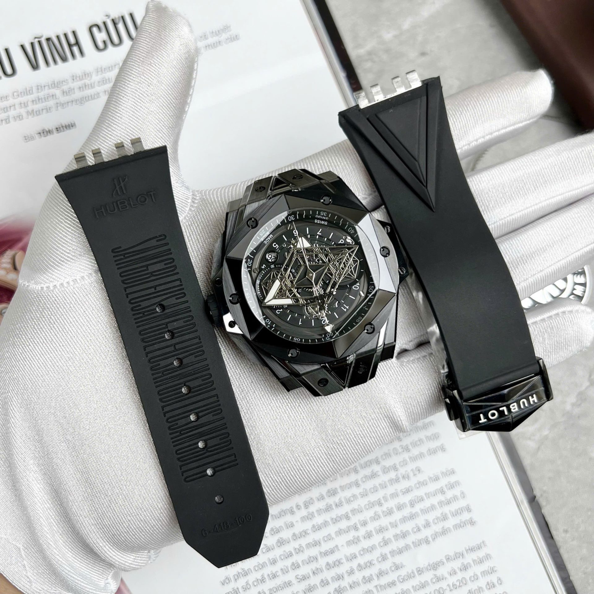 Hublot Best Copies Watches Big Bang Sang Bleu II Black Ceramic BBF Factory 45mm