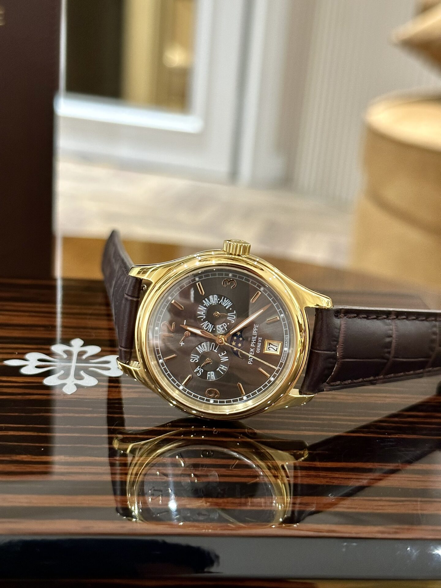 Patek Philippe Replica Watch Complications 5146 Gold Plated leather Strap 40mm