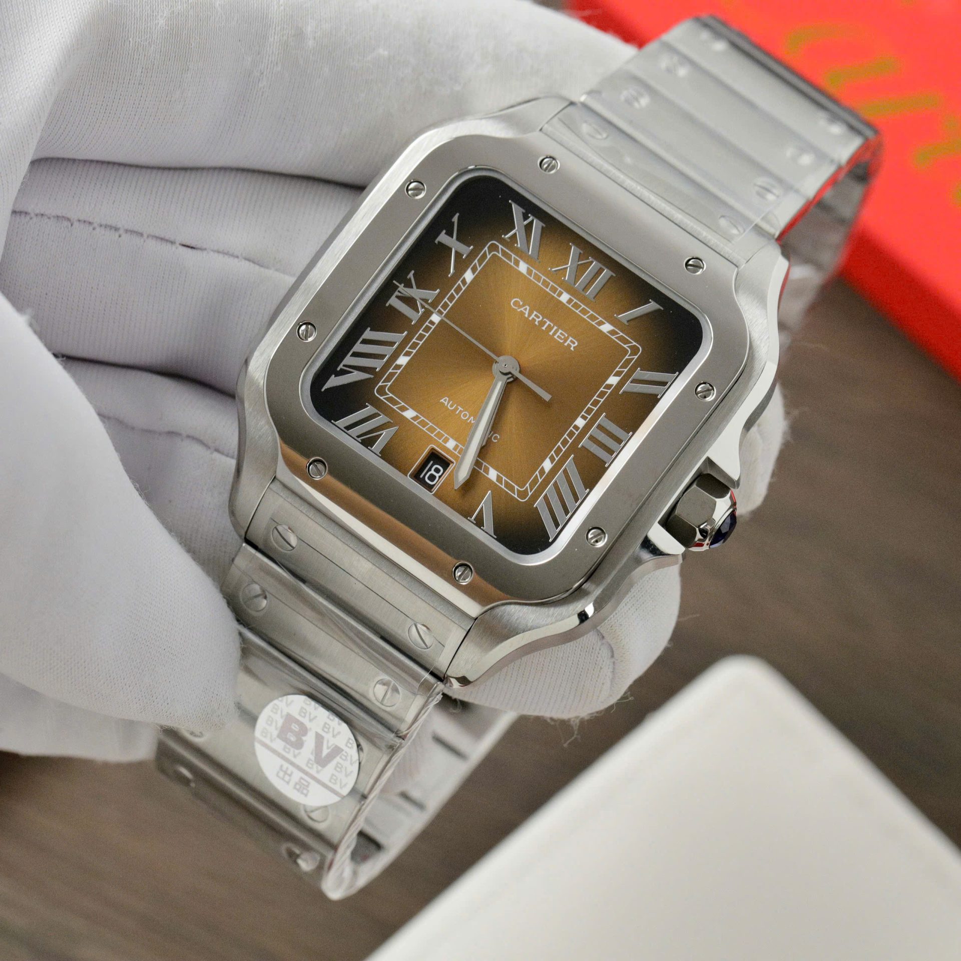 Cartier Santos WSSA0064 Fake Watch Brown Dial BV Factory 39.8mm