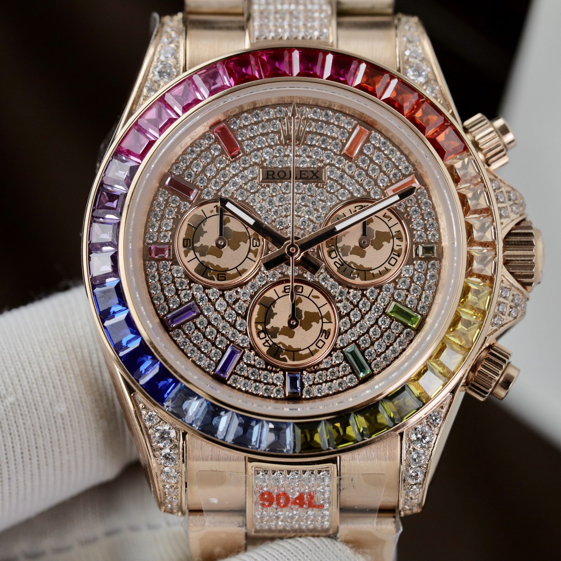 Rolex Replica 1:1 Watch Daytona Rainbow Full CZ Stone High Quality 40mm