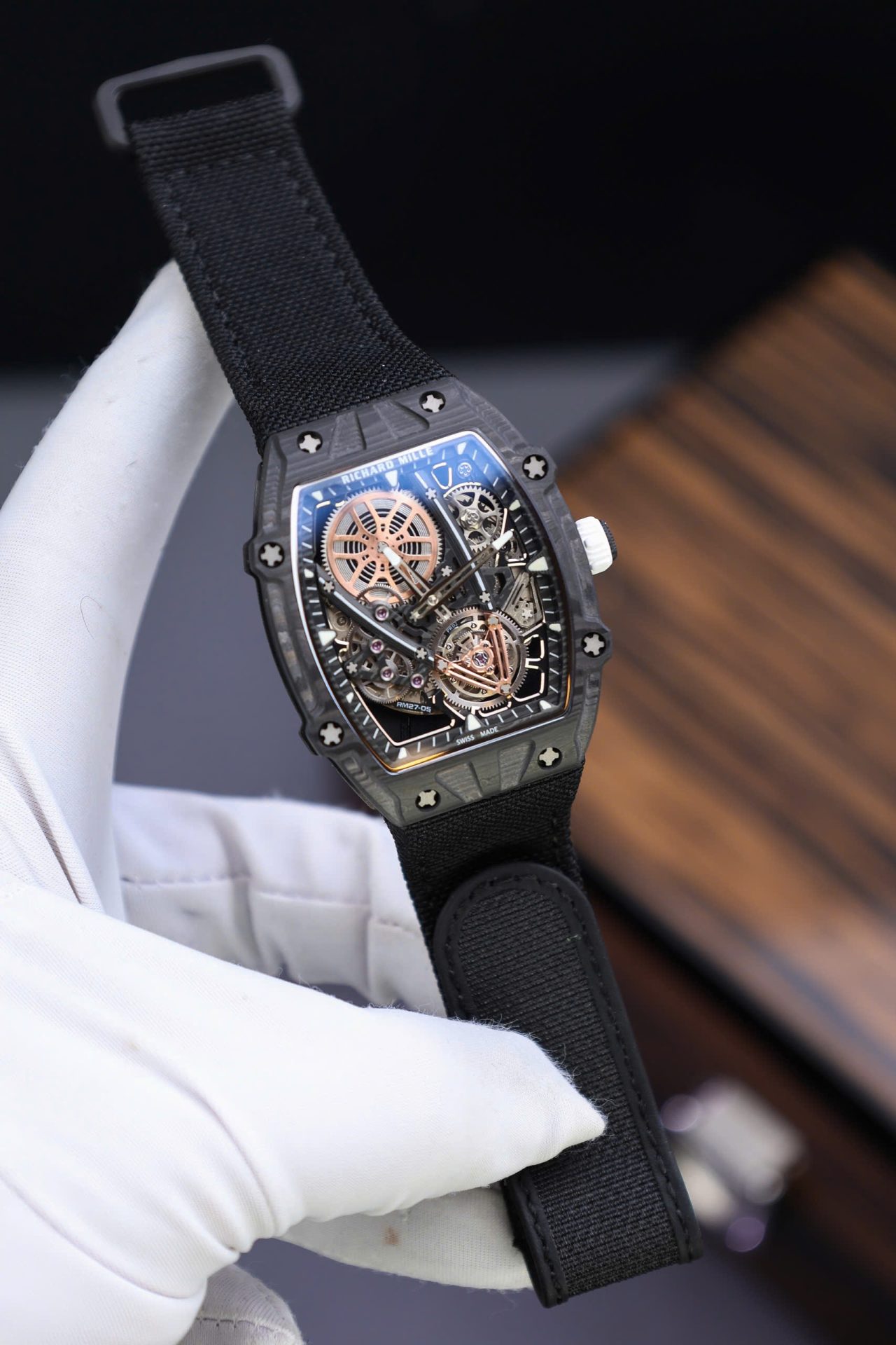 Richard Mille Copies Watches RM27-05 Rafael Nadal Carbon Black 37.25×47.25mm