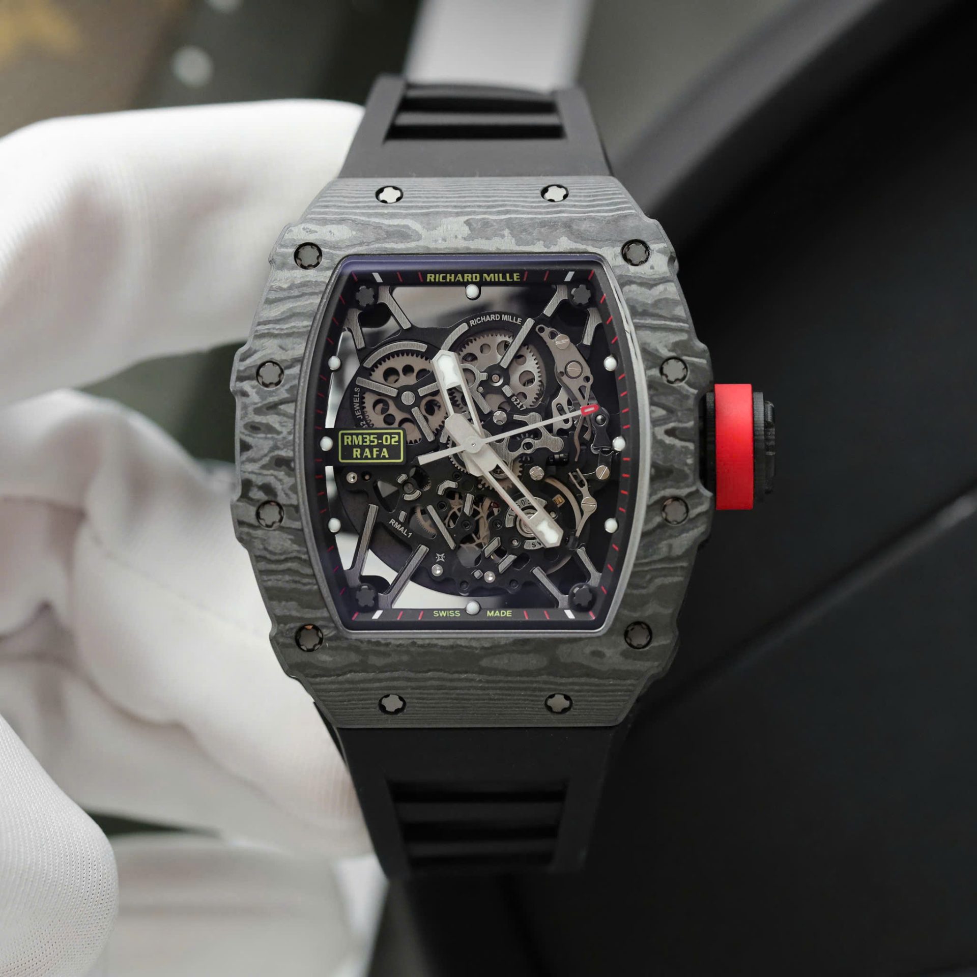 Richard Mille Rm35-02 Black Copies Watches Carbon Super Light ZF Factoy 44mm
