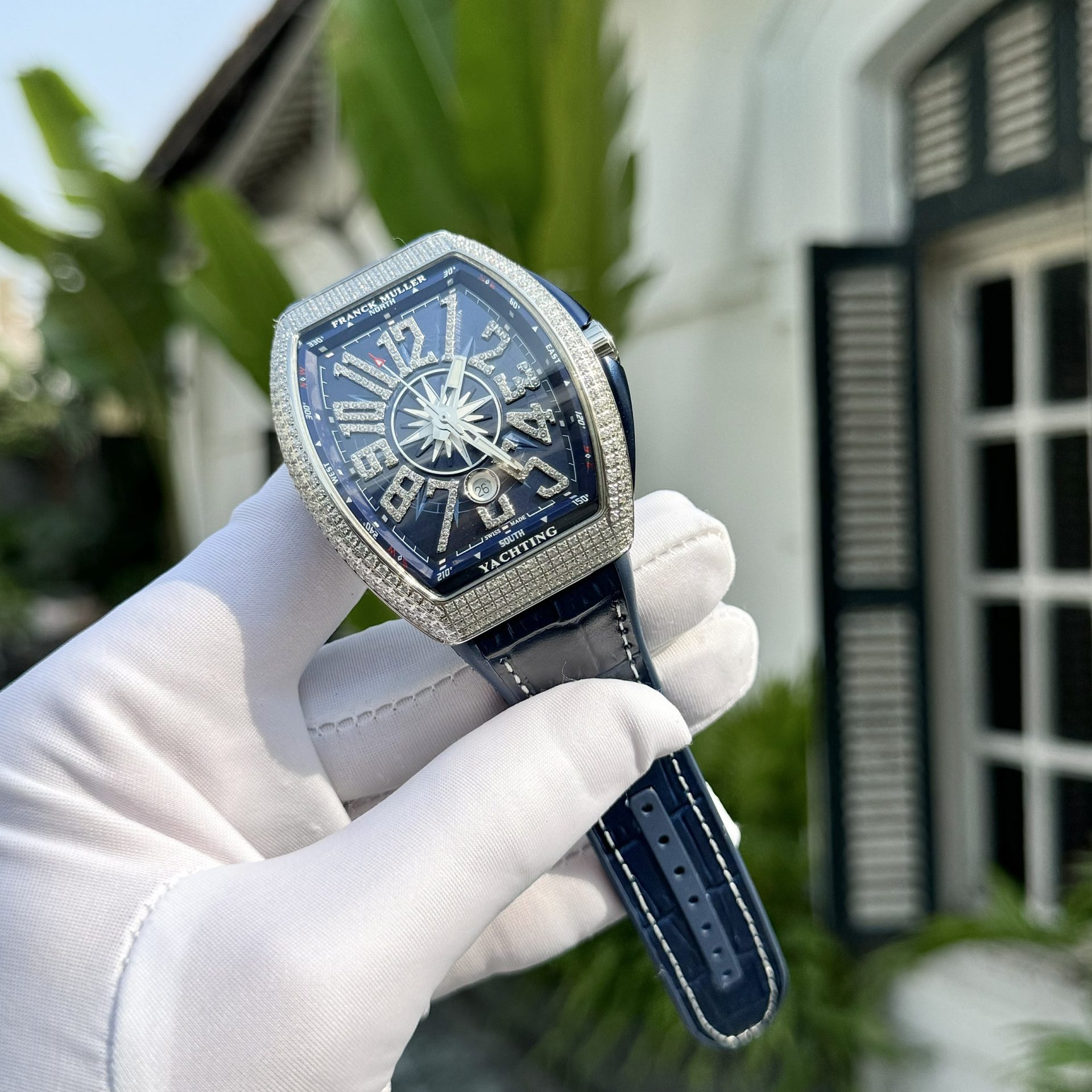 Franck Muller Vanguard V45 Blue Rubber Strap Replica Watch ABF 45mm