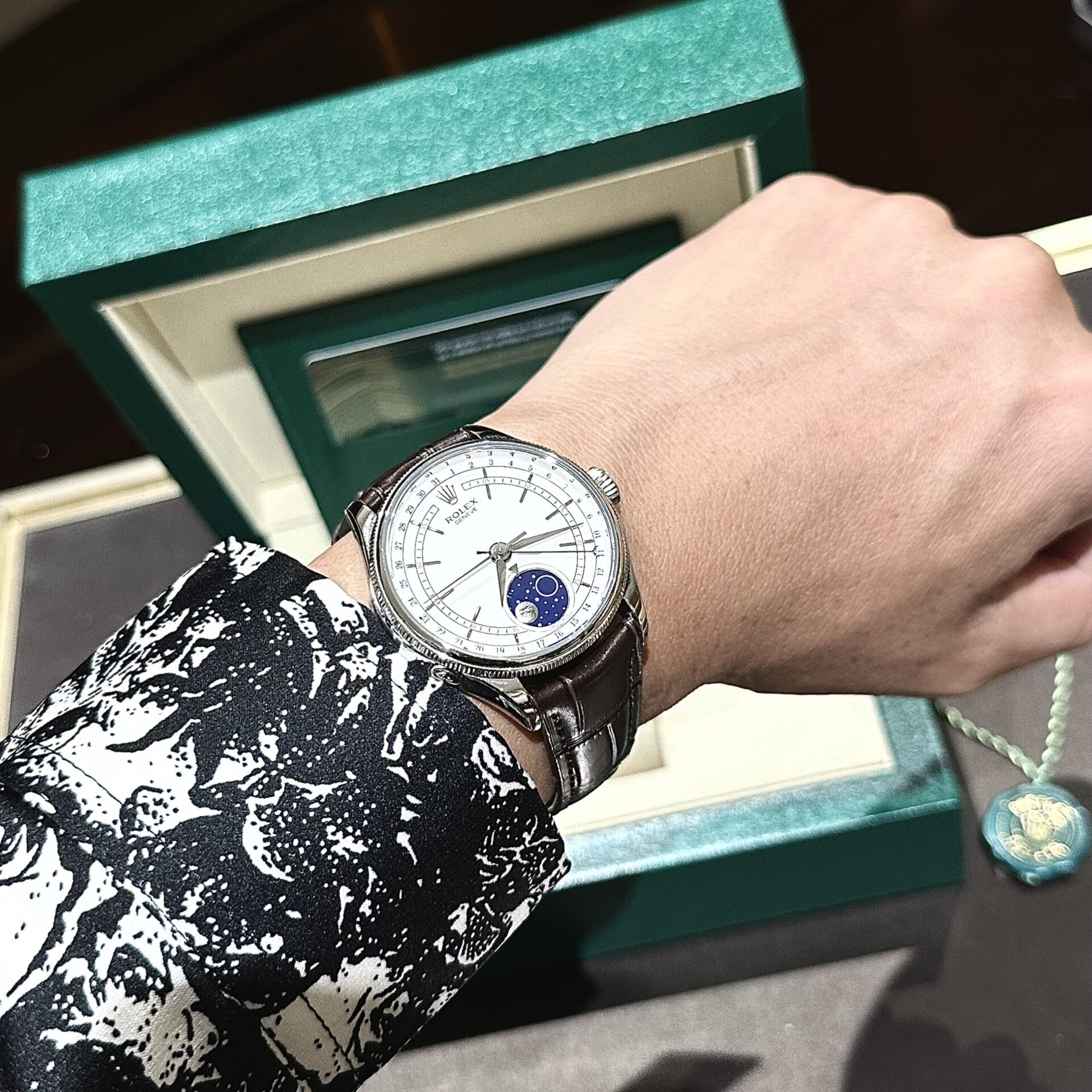 Rolex Replica 1:1 Watch Cellini Moonphase 50535 Brown Leather Strap 39mm