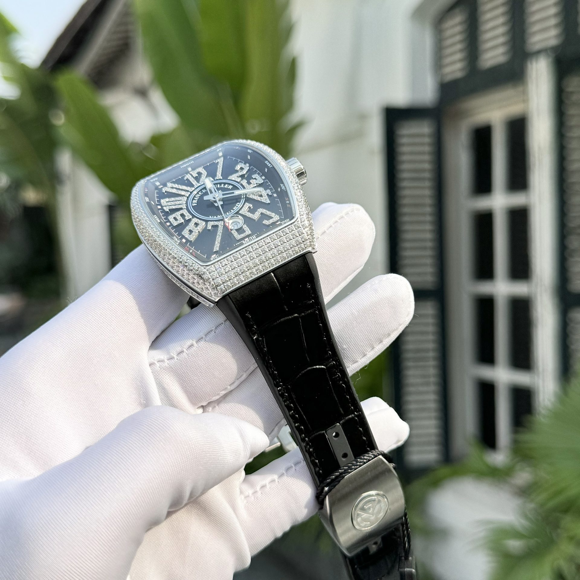 Franck Muller V45 SC DT Replica 11 Watch Black Dial With Stone  Factory ABF 45mm