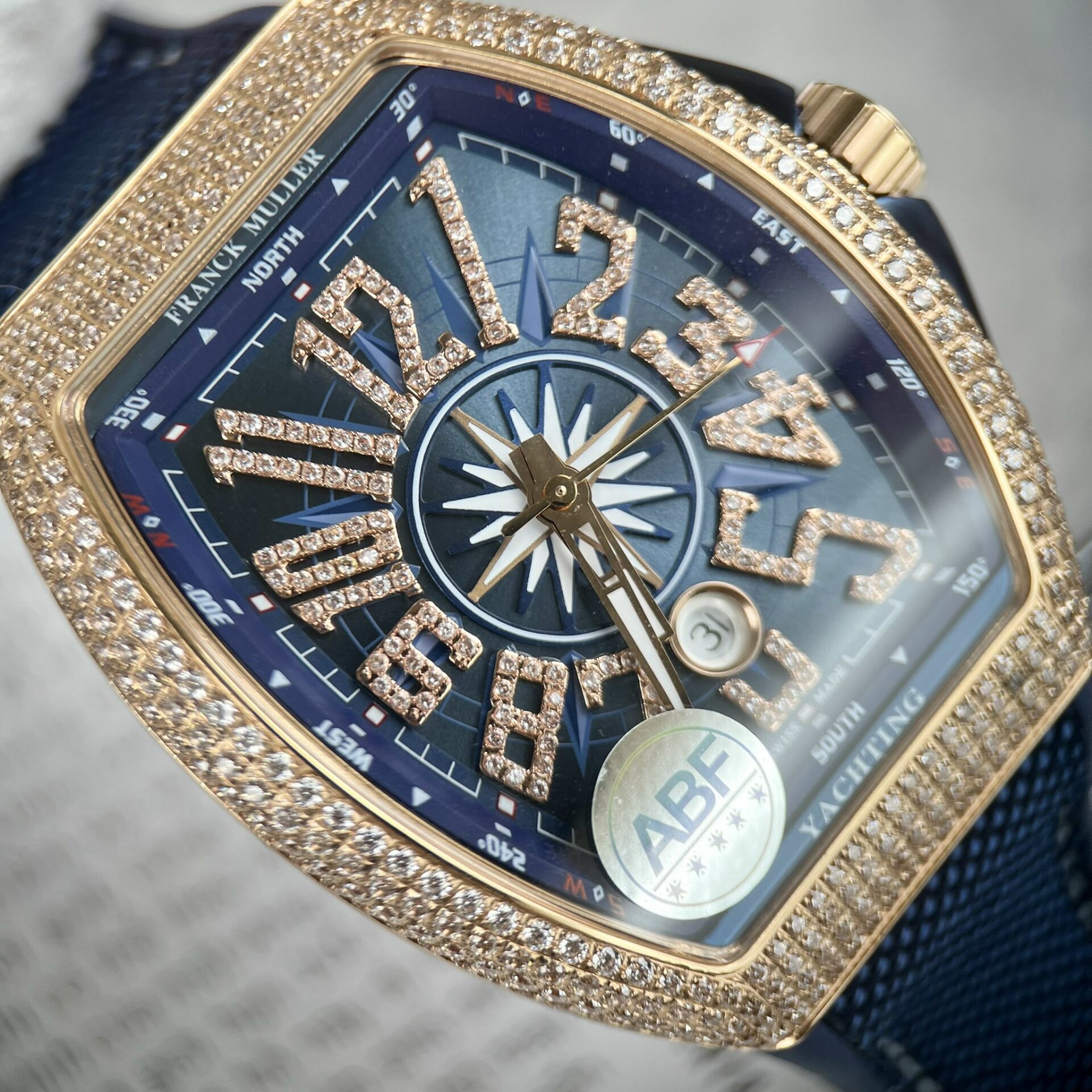 Franck Muller Replica 11 Watch V45 Blue Dial Rose Gold Case 45mm
