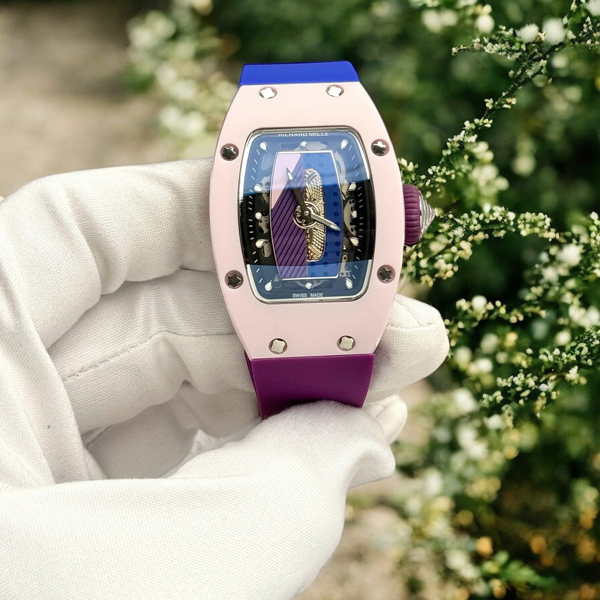 Richard Mille Best Replica Watches RM07-01 Pastel Pink Rubber Strap Women s Automatic 36mm