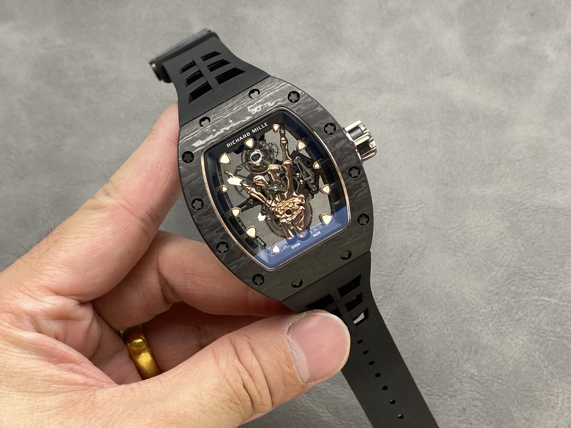 Richard Mille Replica 11 Watch RM66 Ultra Light Carbon Rose Gold Wrapped Refine 42.7mm