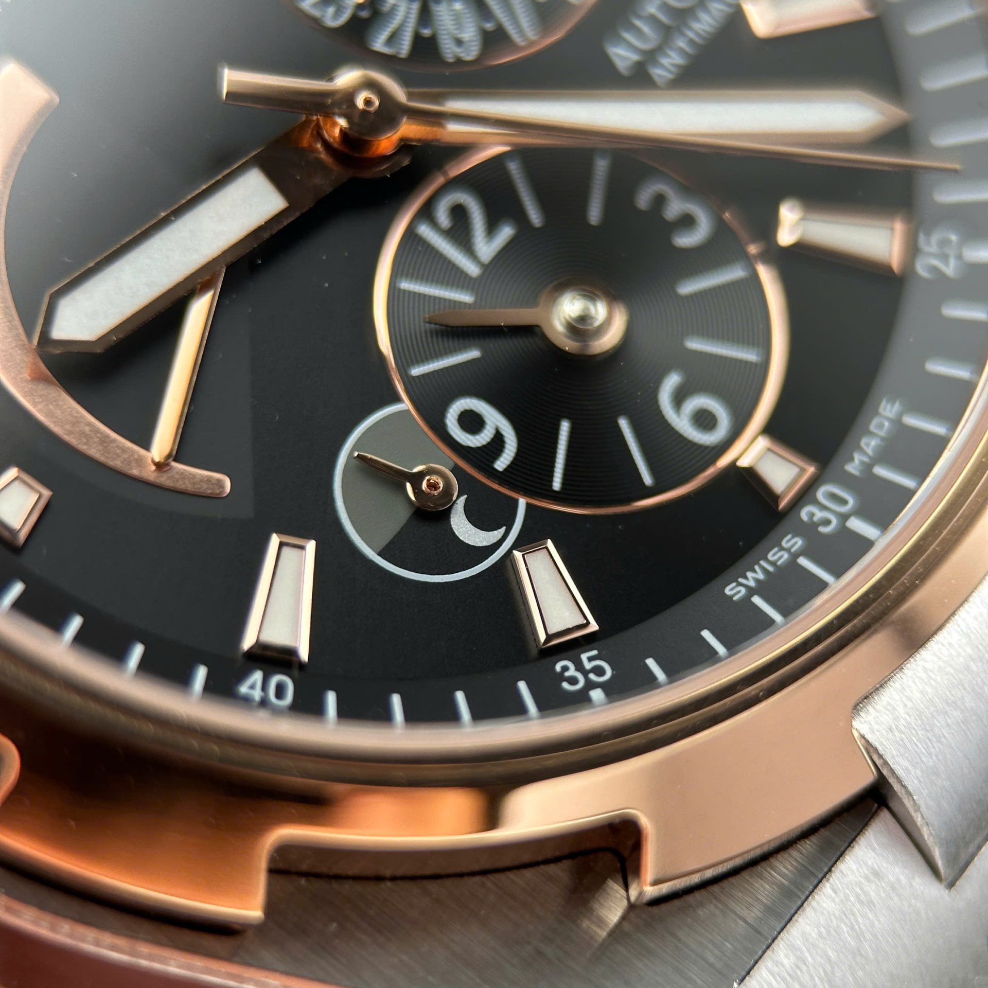 Vacheron Constantin Overseas Dual Time 47450 Demi Rose Gold Good Imitation Watches Black Dial 9F Factory 42mm