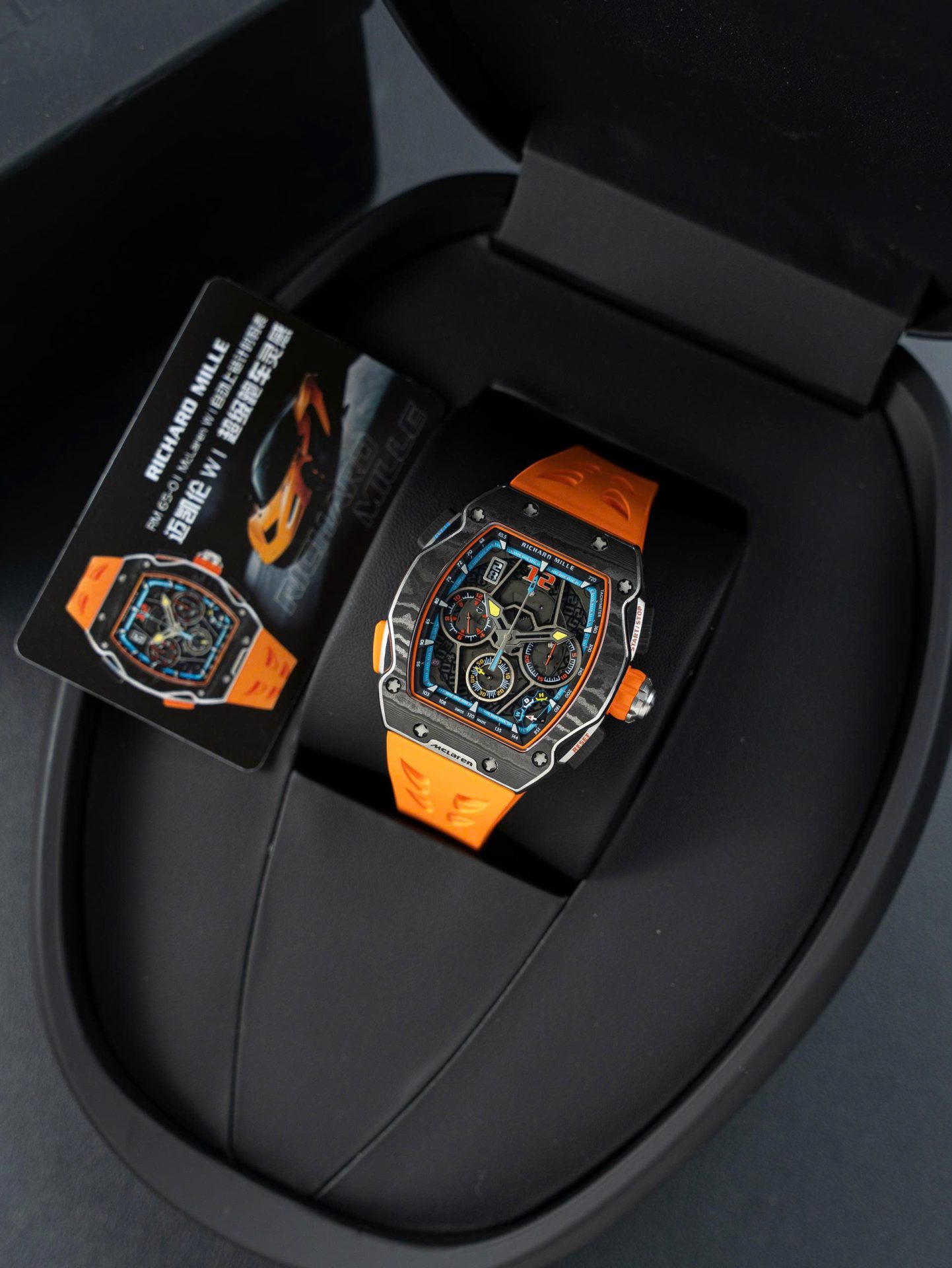 Richard Mille RM65-01 Replica Watches Orange Rubber Strap 44.5×49.9mm