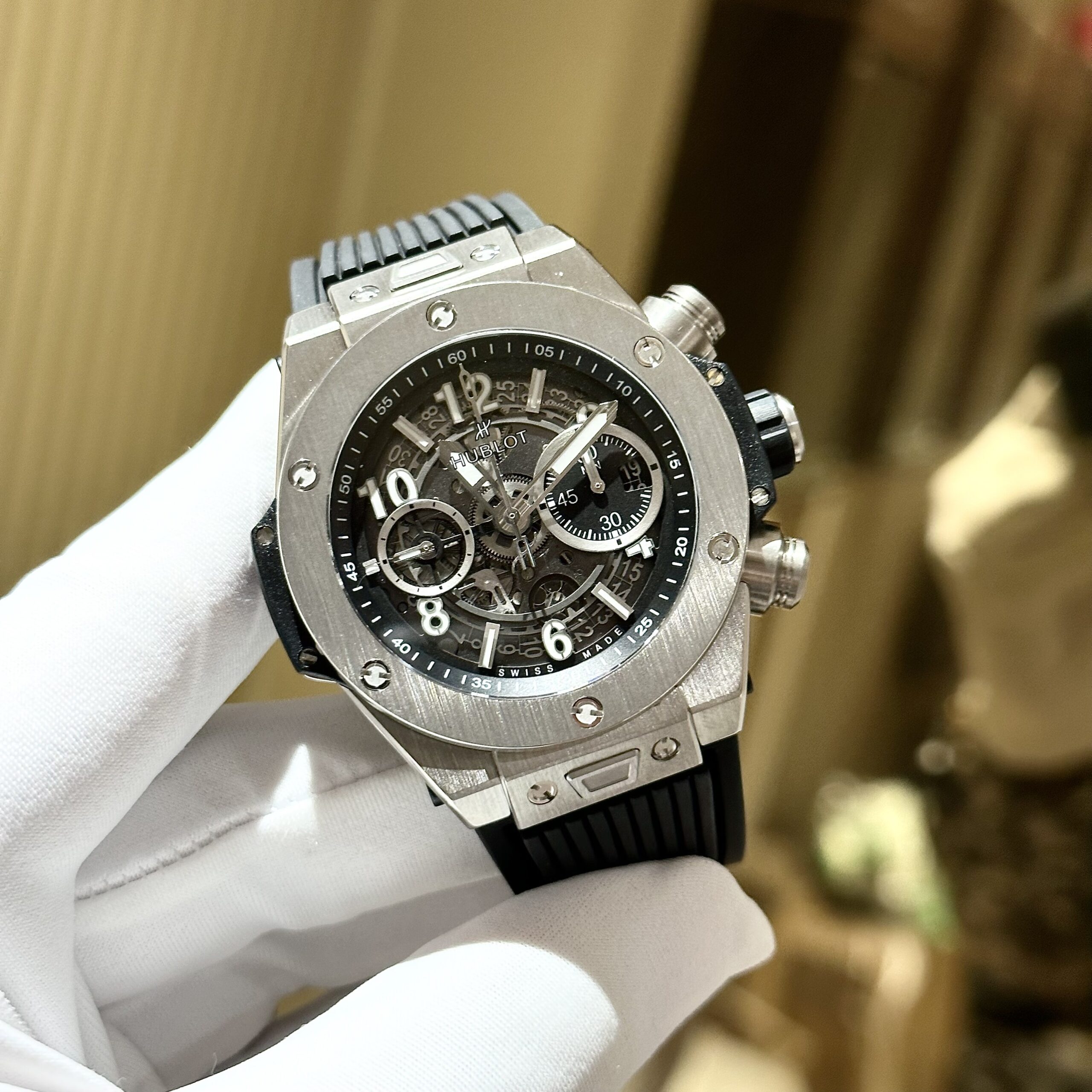 Hublot Replica Watch Big Bang Unico Titanium Black Rubber Strap 44mm
