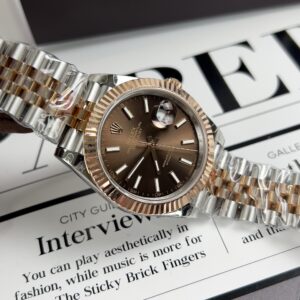 Rolex Rep 11 Watch DateJust Men s Chocolate Dial 18K Rose Gold Wrapped GM Factory 41mm