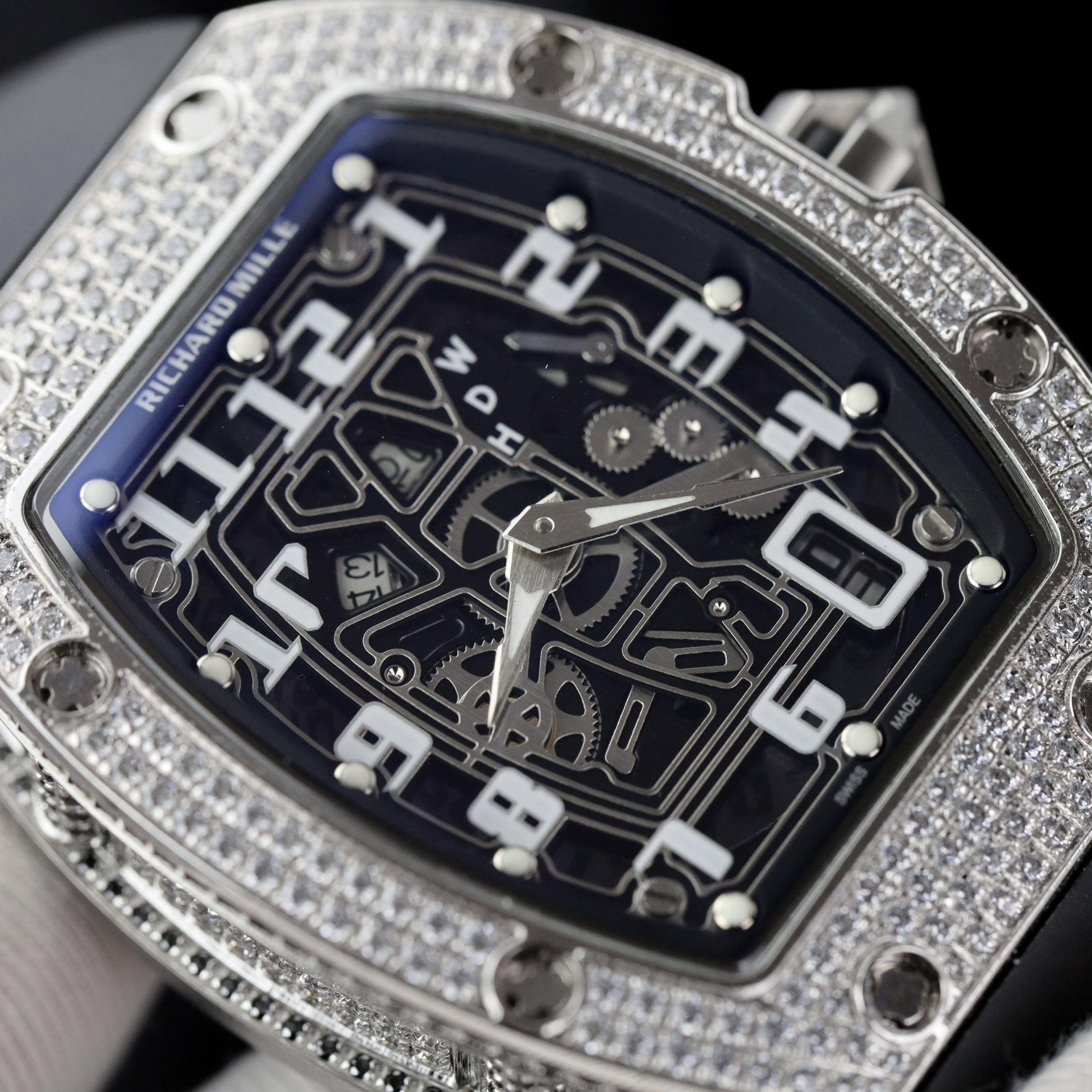 Richard Mille Replica 1:1 Watch RM67 Black Face With Stone Automatic Mechanical 40mm