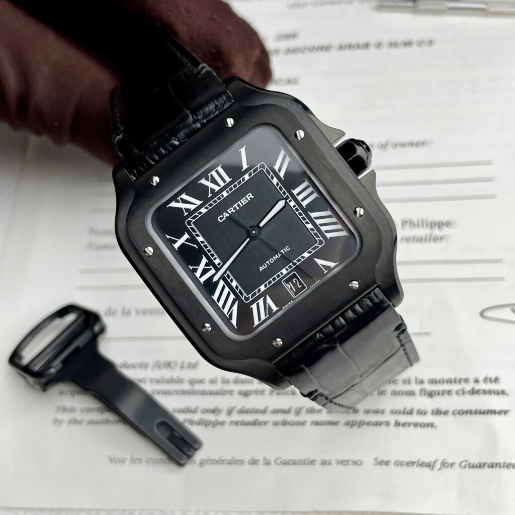 Cartier Santos De Cartier Full Black Replica 1:1 Watch Factory BV 39.8mm
