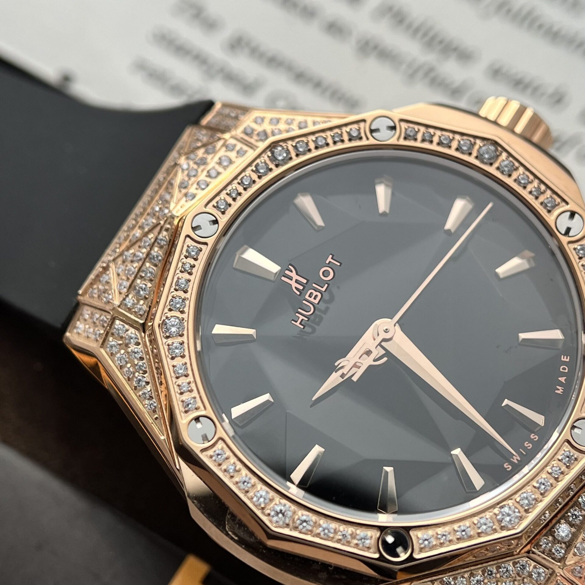 Hublot Replica 1:1 Watch Orlinski King Gold Full Diamonds Black 40mm