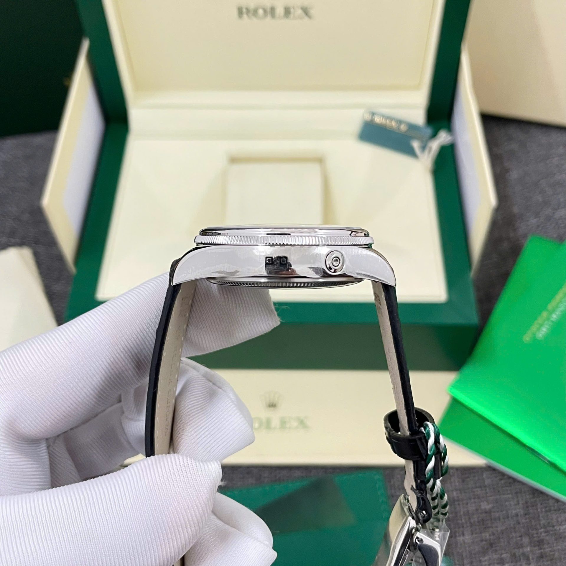 Rolex High End Watch Replicas Cellini Moonphase White Dial Leather Strap 39mm