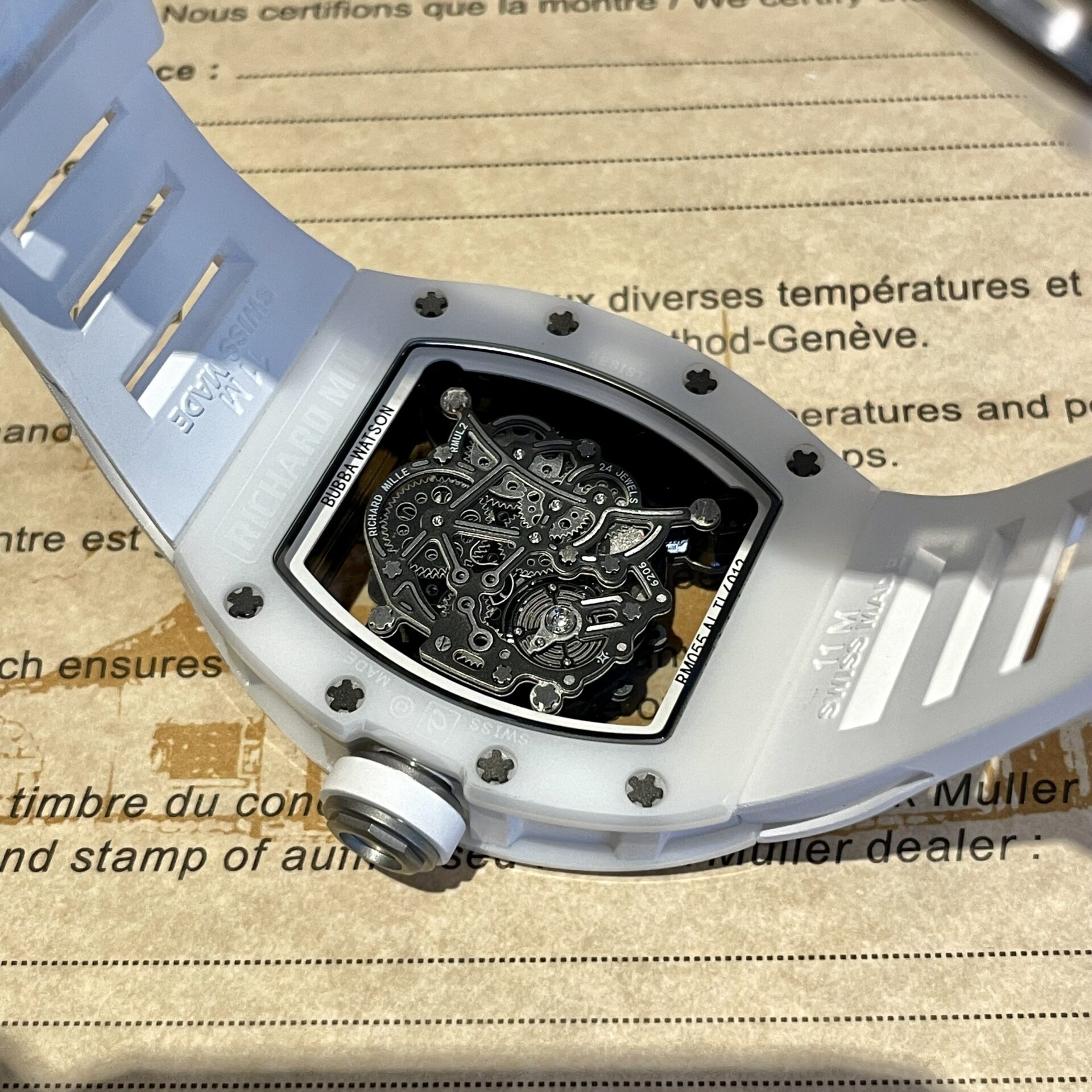 Richard Mille RM055 Best Replica Watch White Rubber Strap 45mm