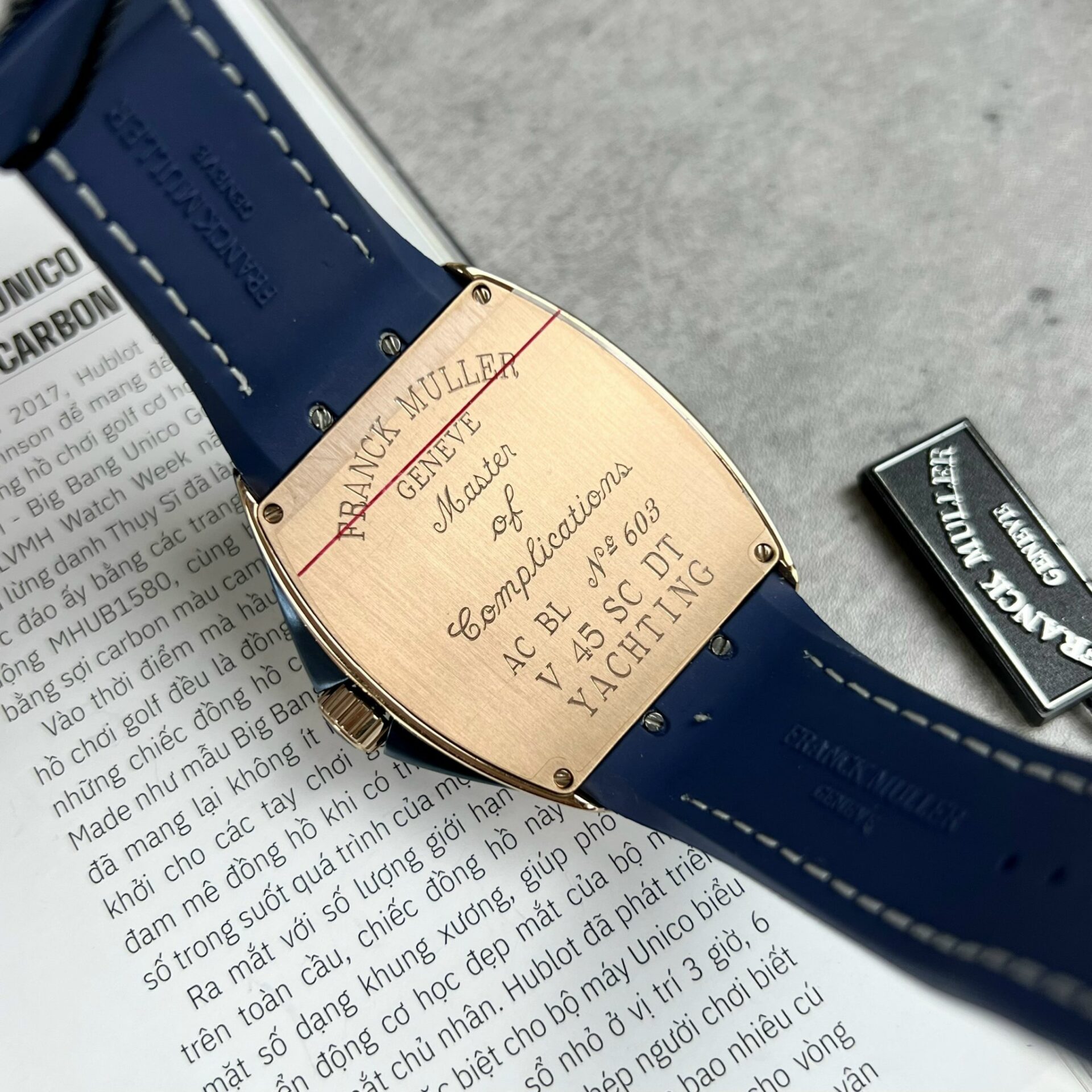Franck Muller Replica 11 Watch V45 Blue Dial Rose Gold Case 45mm