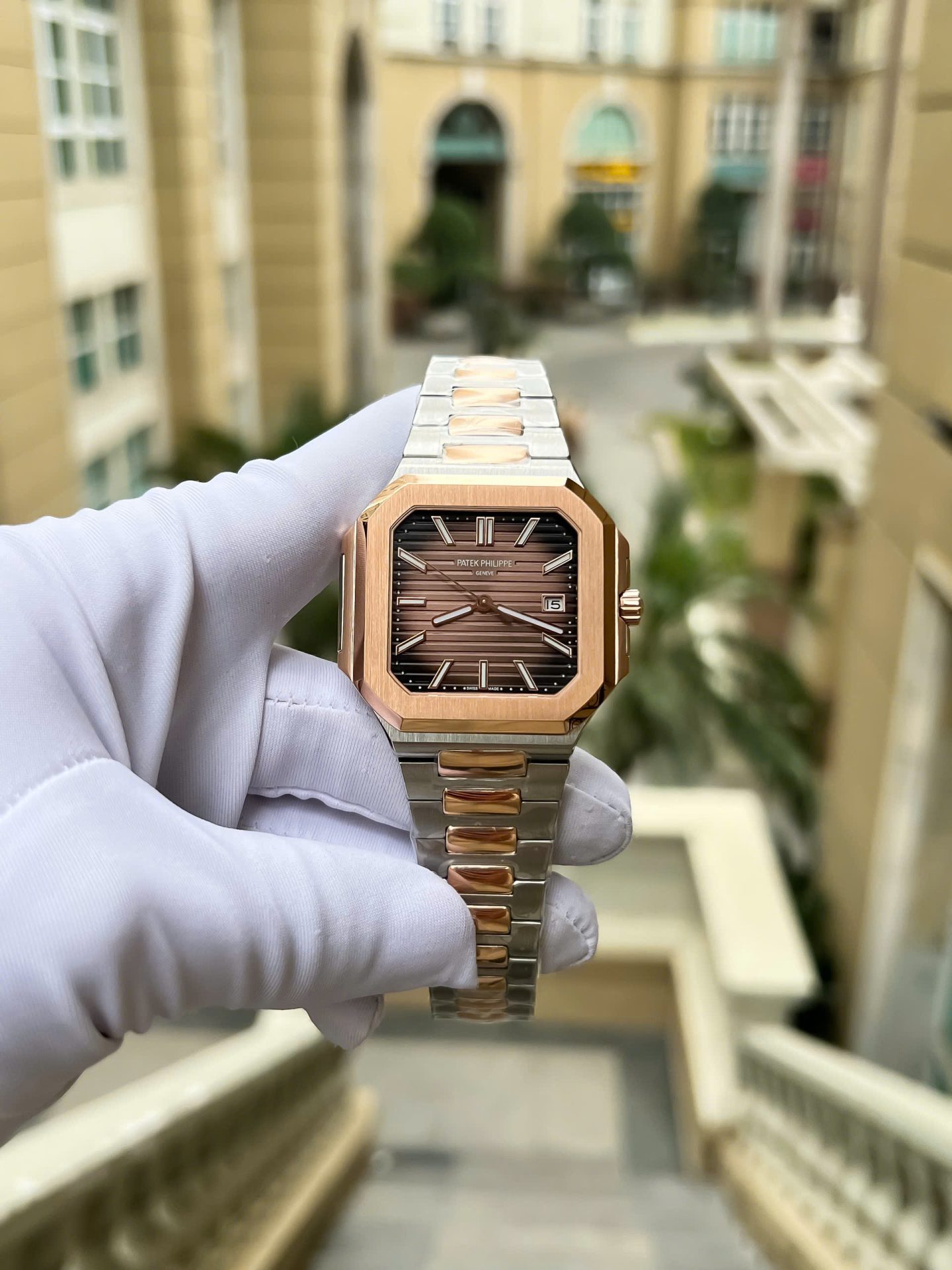 Patek Philippe Cubitus 5821 Demi Rose Gold Replica 11 Watch Dial Square Chocolate 45mm