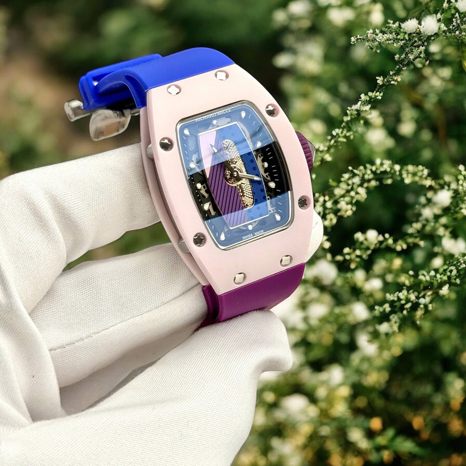 Richard Mille Best Replica Watches RM07-01 Pastel Pink Rubber Strap Women s Automatic 36mm