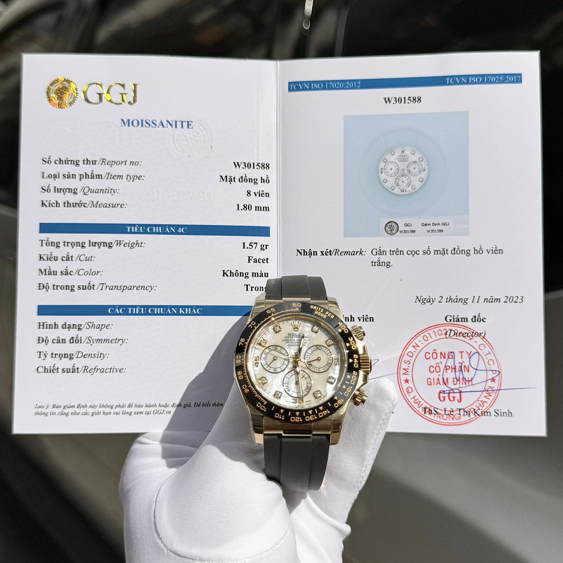 Rolex Daytona 116518 White Mother of Pearl Dial Rep 11 Watch With Moissanite Diamond Clean Factory 40mm