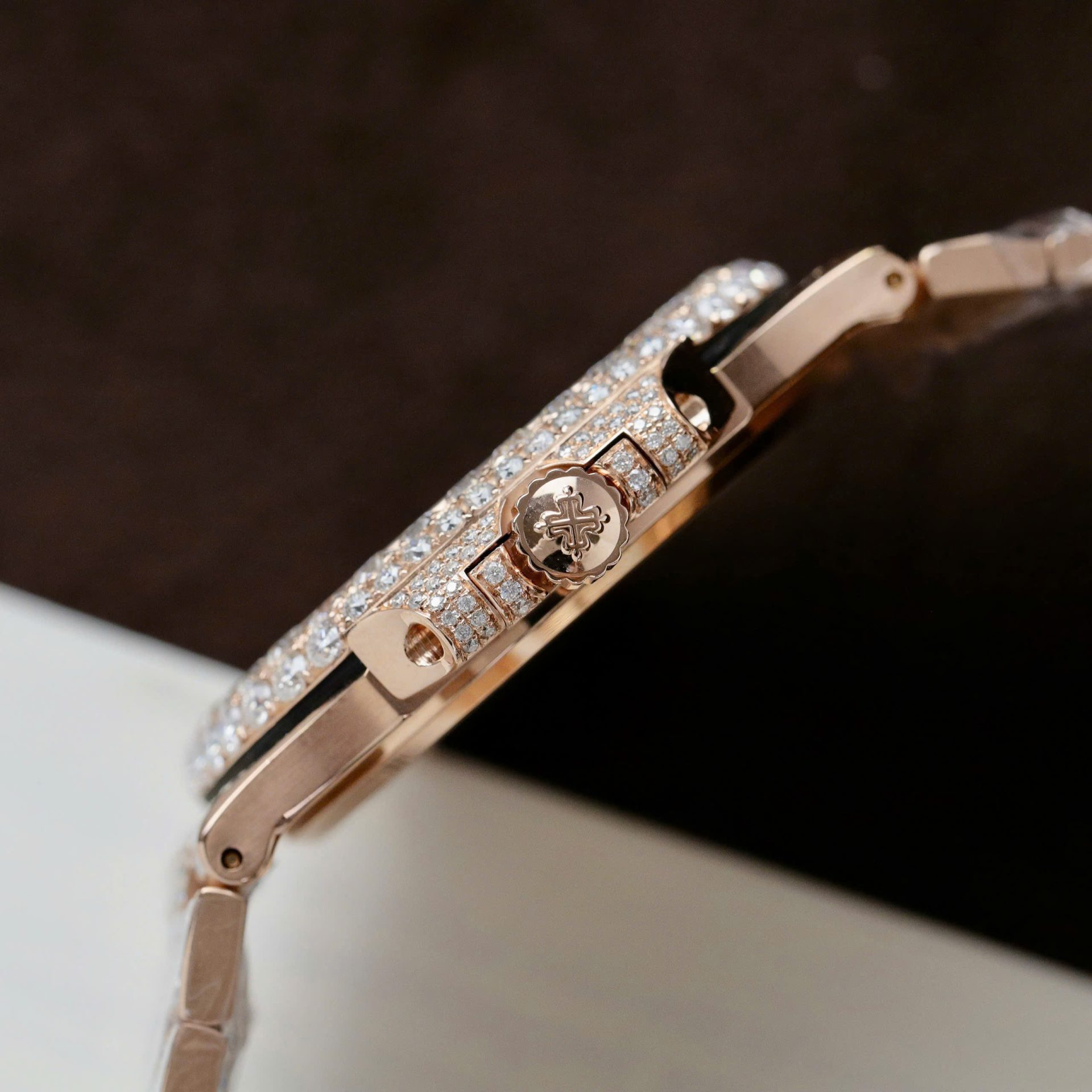 Patek Philippe Nautilus 5711 Replica Watch Gold Wrapped + Moissanite Diamonds Hong Kong Custom 40mm