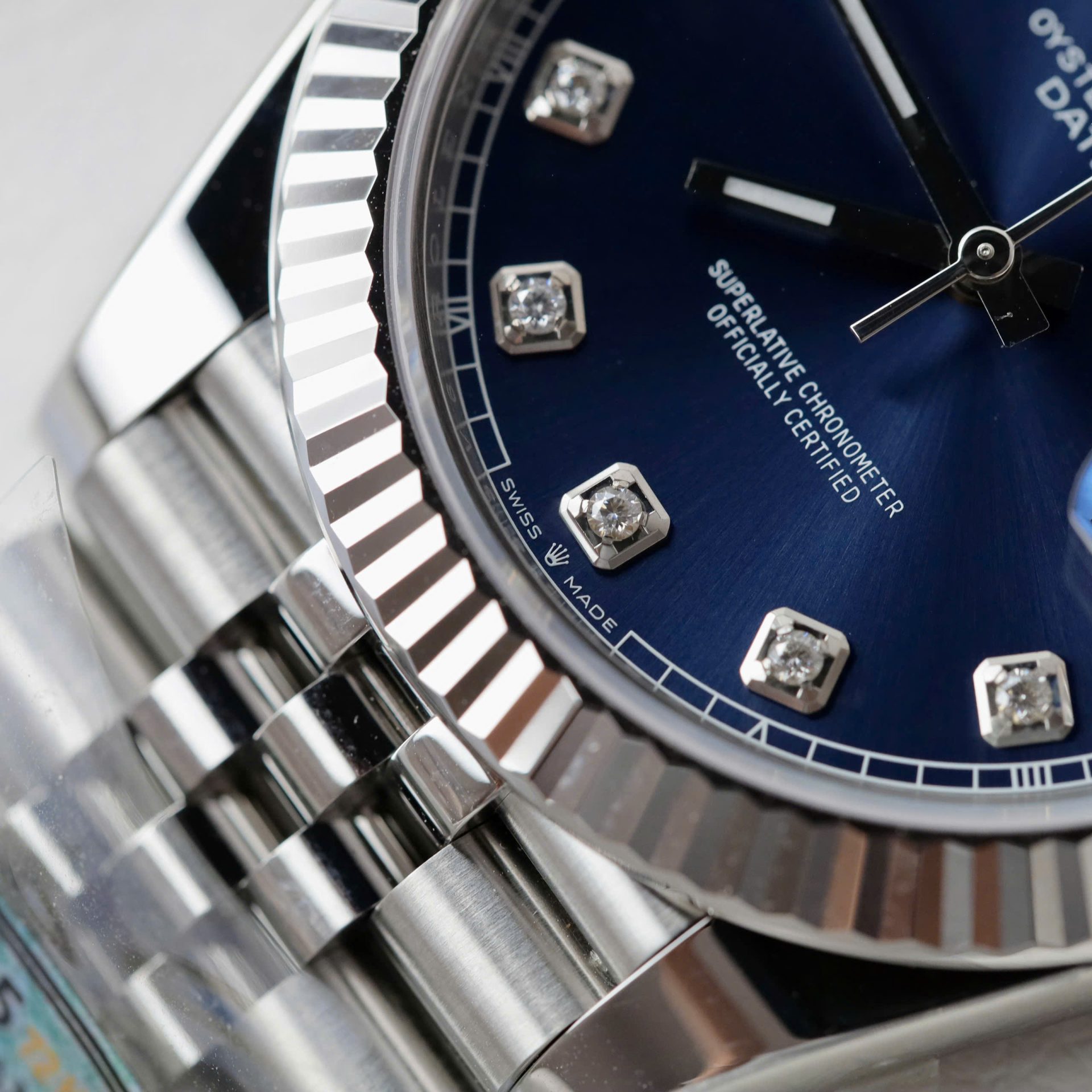 Rolex DateJust Knock Off Watches Blue Dial Moissanite Diamonds Clean Factory 41mm