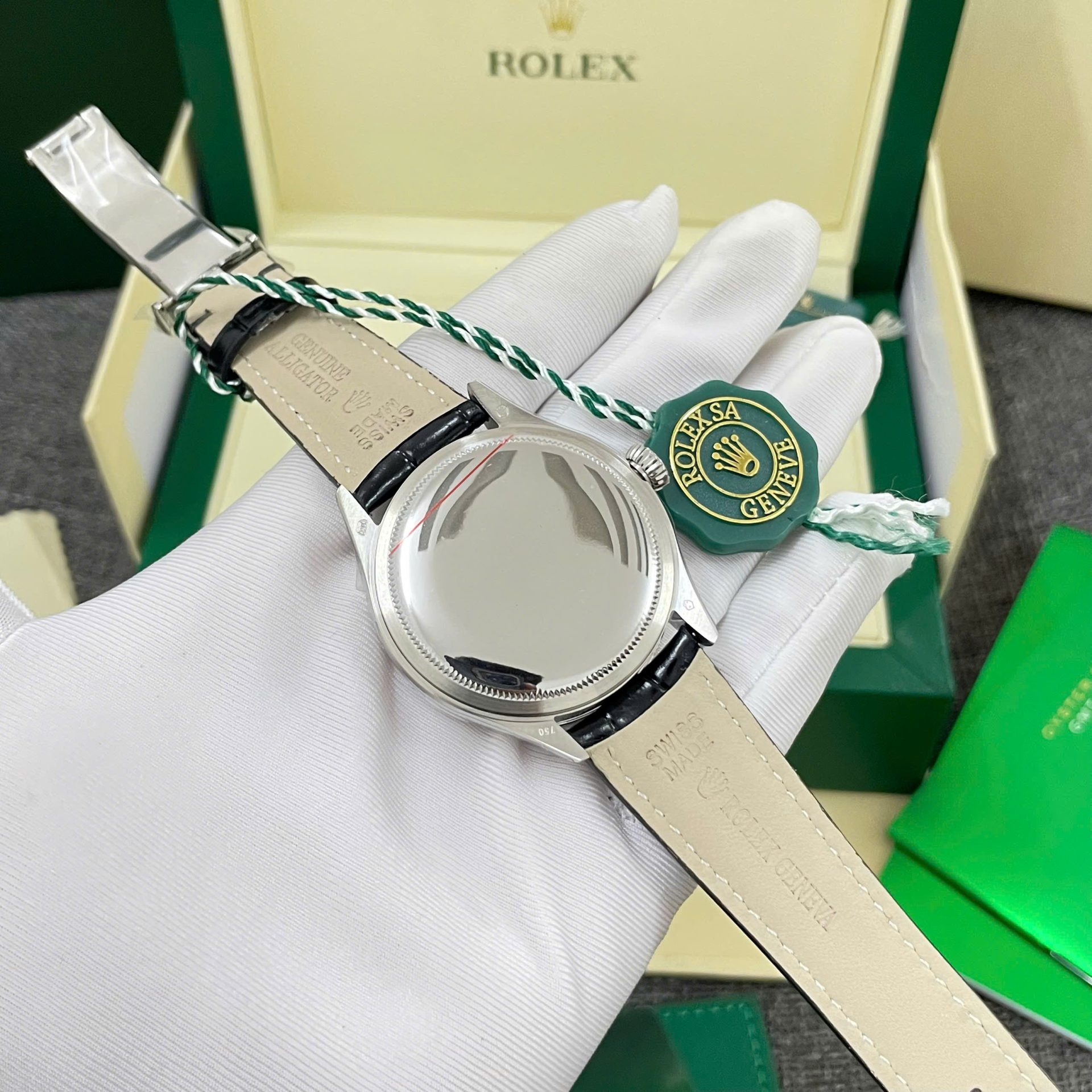 Rolex High End Watch Replicas Cellini Moonphase White Dial Leather Strap 39mm