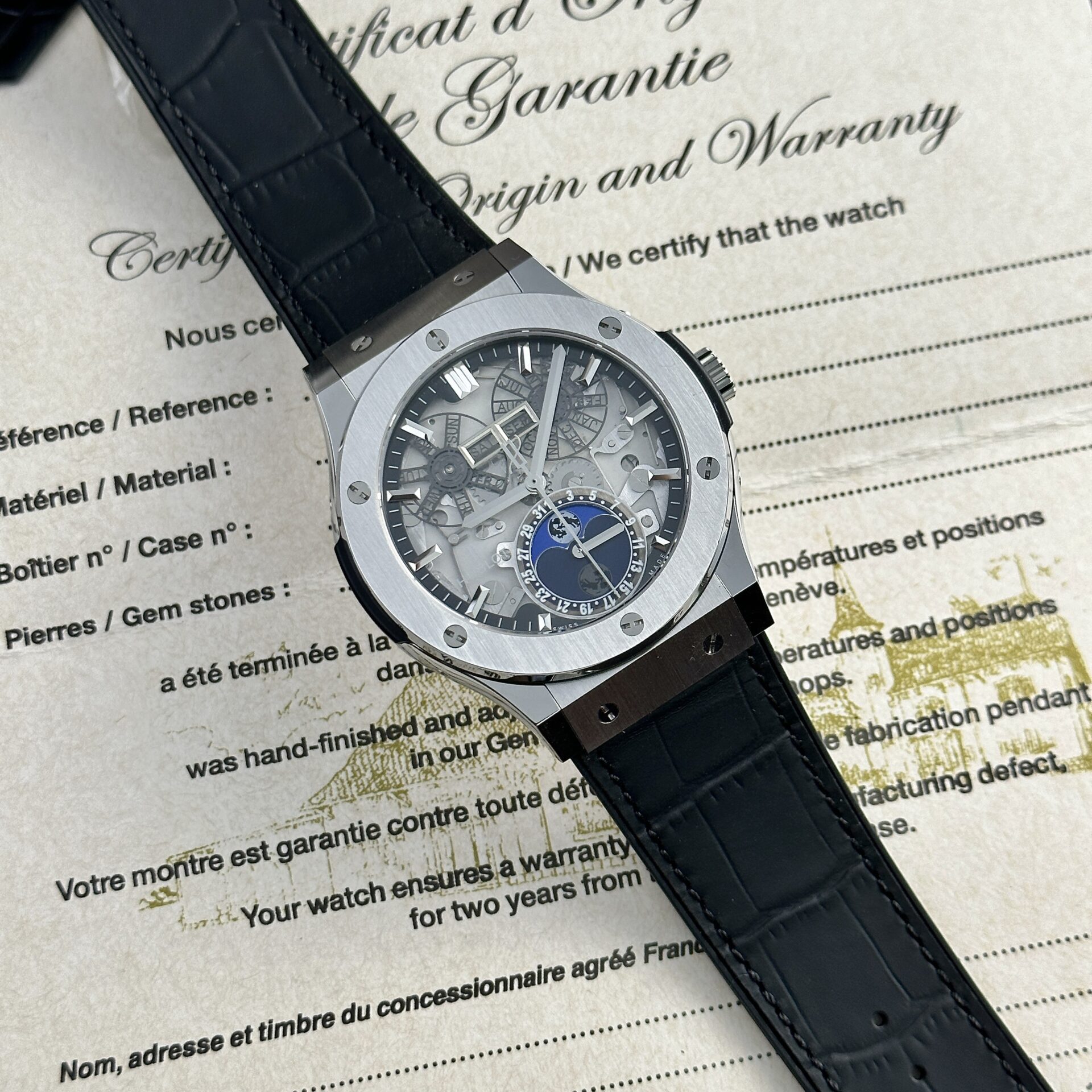 Hublot Replica 1:1 Watch Classic Fusion Aerofusion Moonphase Leather Strap 45mm