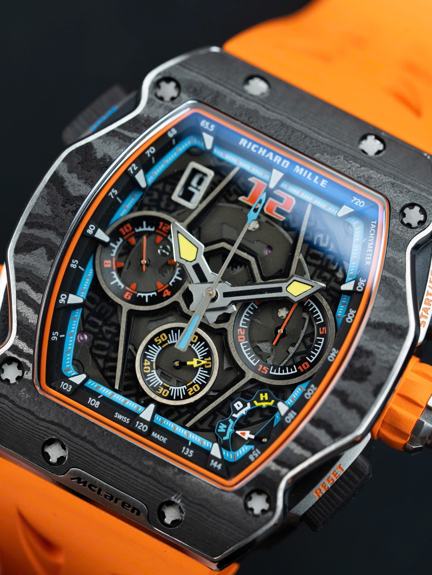 Richard Mille RM65-01 Replica Watches Orange Rubber Strap 44.5×49.9mm