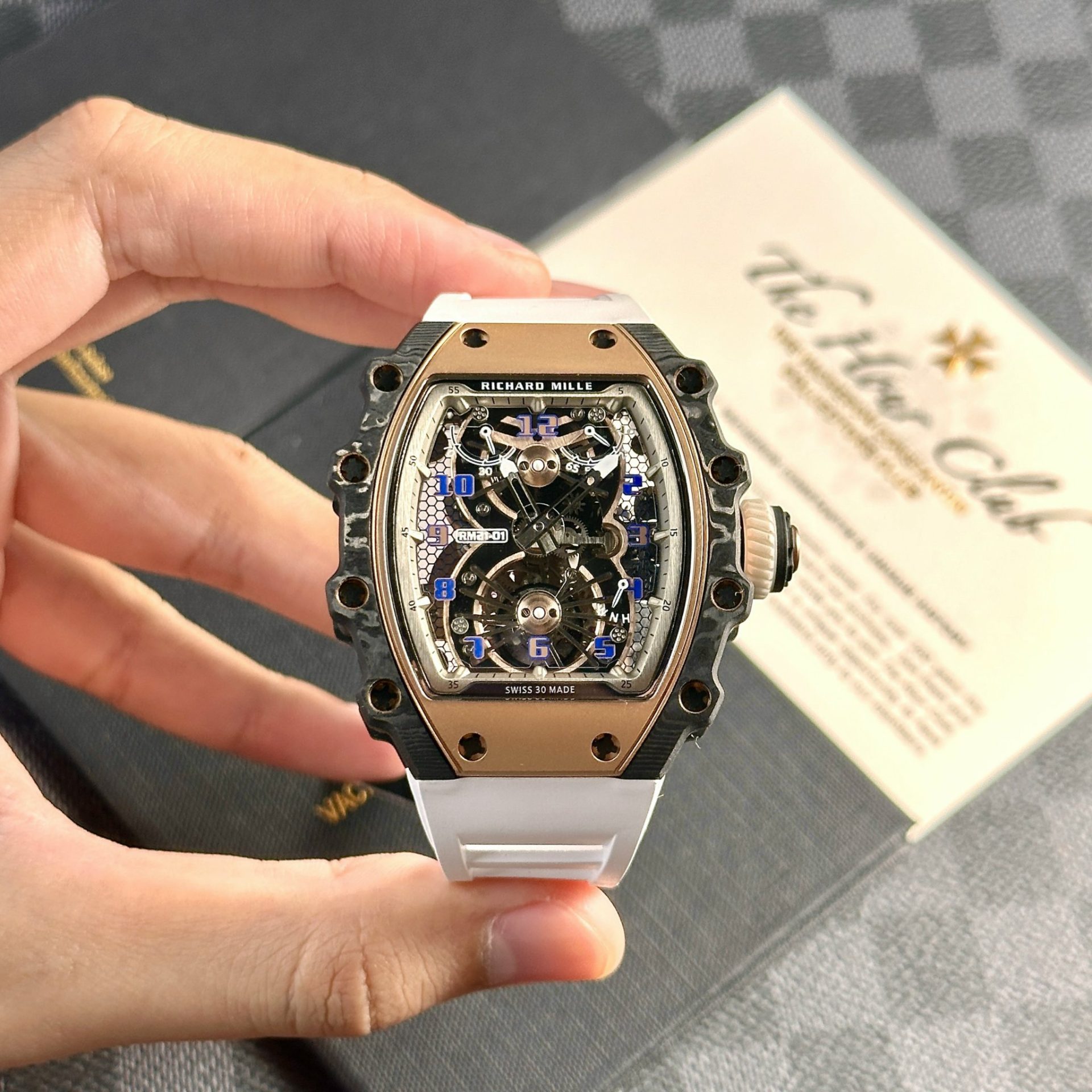 Richard Mille RM21-01 Tourbillon Replica Highest Quality White Rubber Strap 45mm