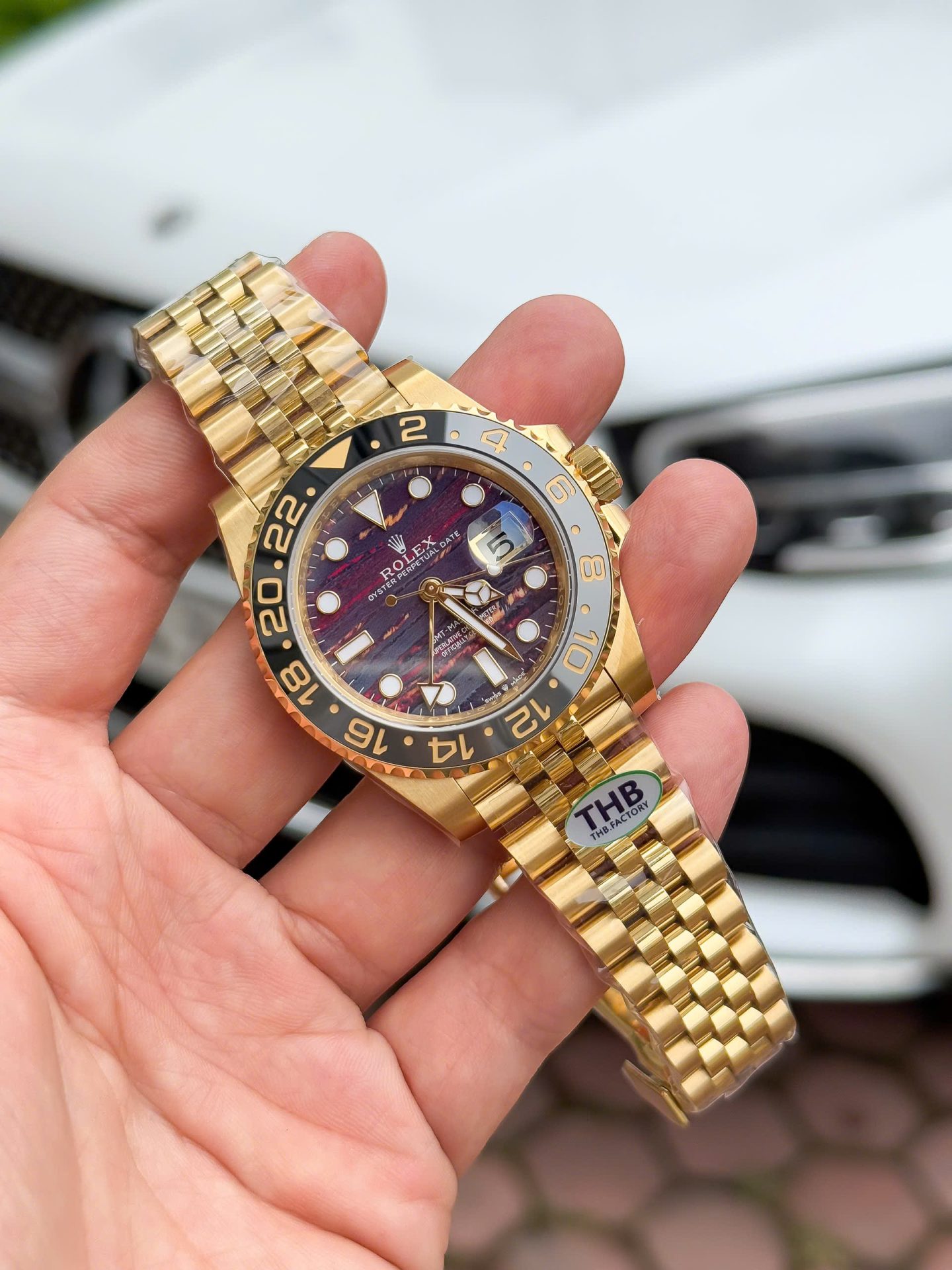 Rolex GMT Master II Tiger Eye Ttone Dial Best Replica Watches Jubilee Strap THB Factory 40mm