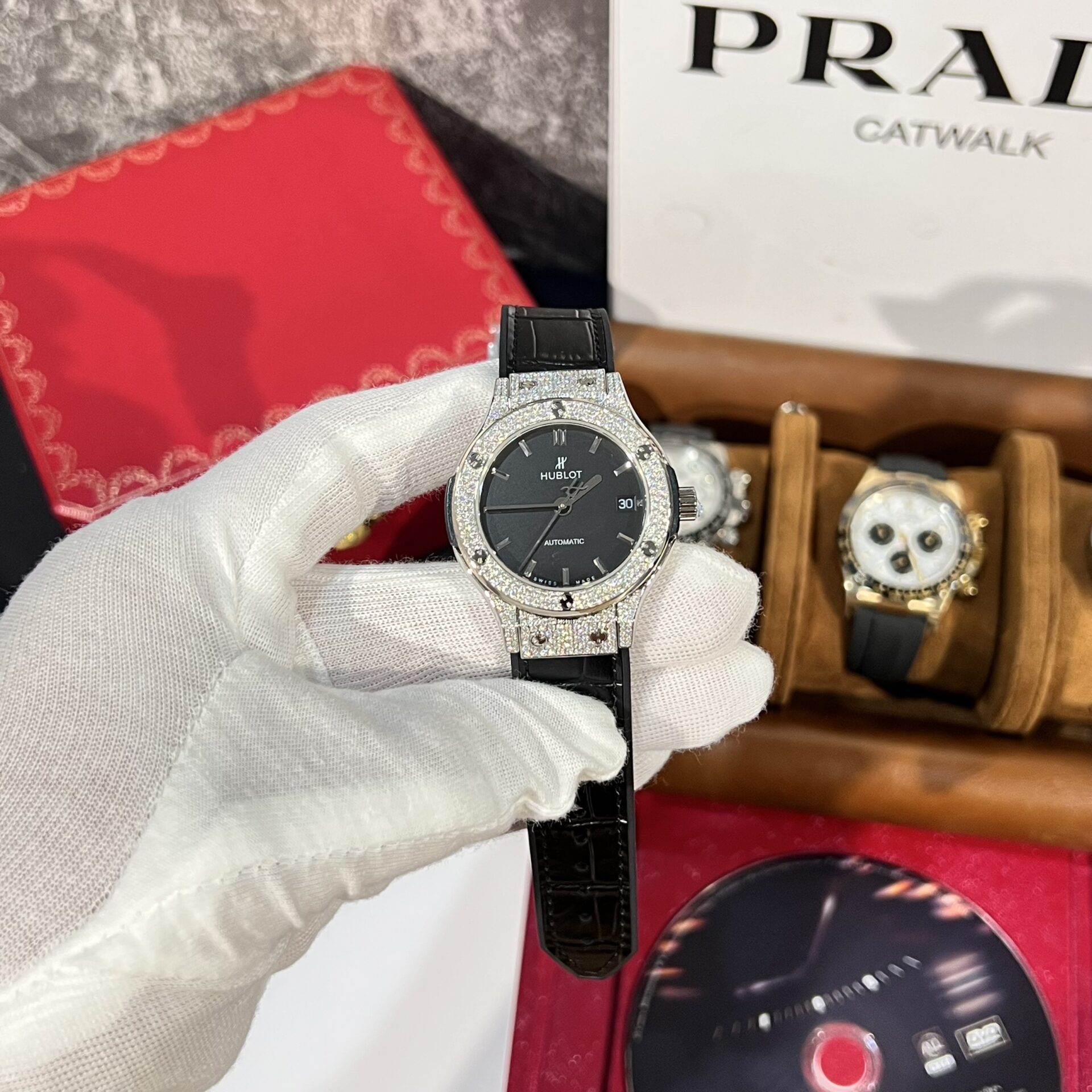 Hublot Replica 11 With Classic Fusion Titanium Black Dial With Moissanite Case 38mm