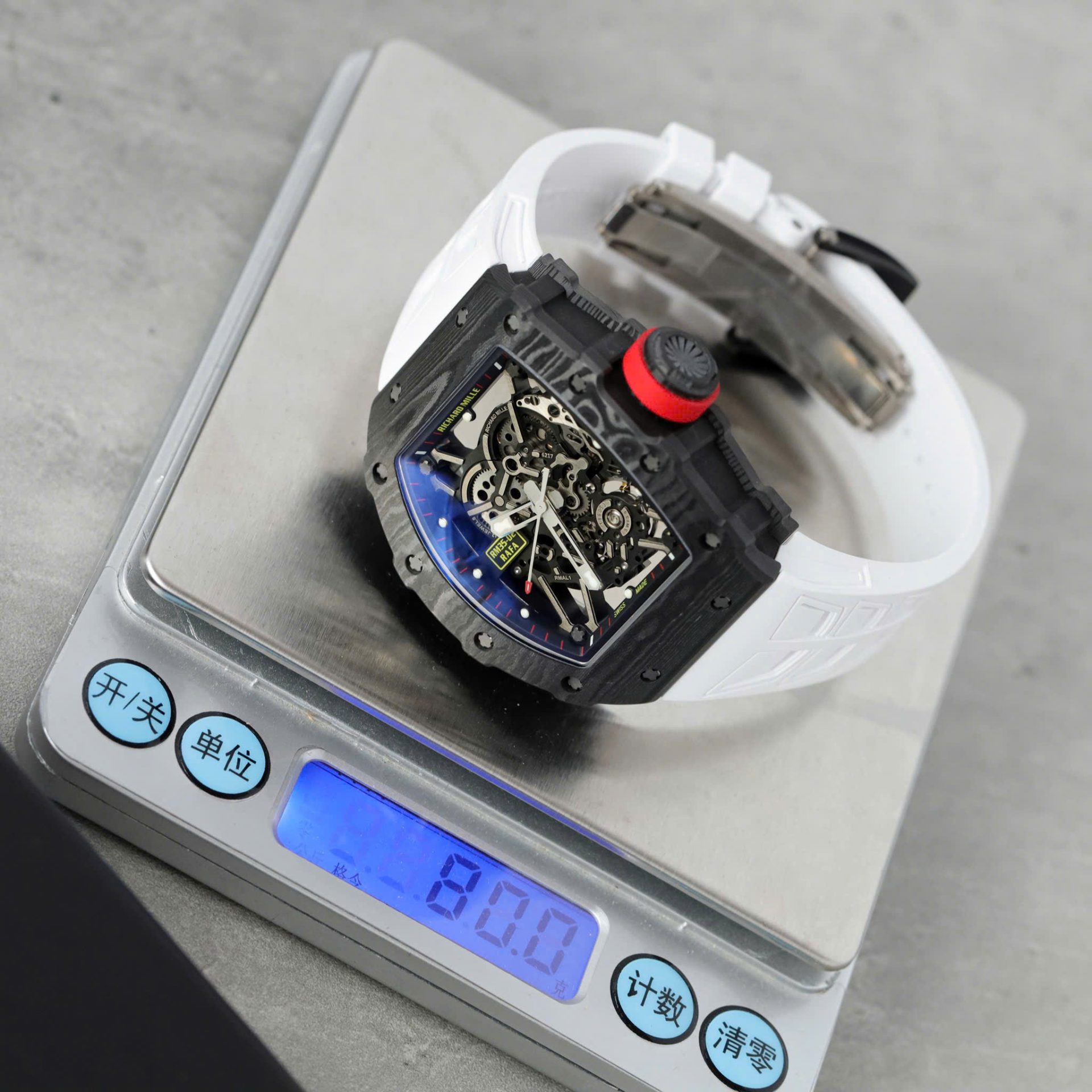 Richard Mille RM35-02 Knock Off Watches Carbon Super Light Rubber Strap Red ZF Factoy 44mm