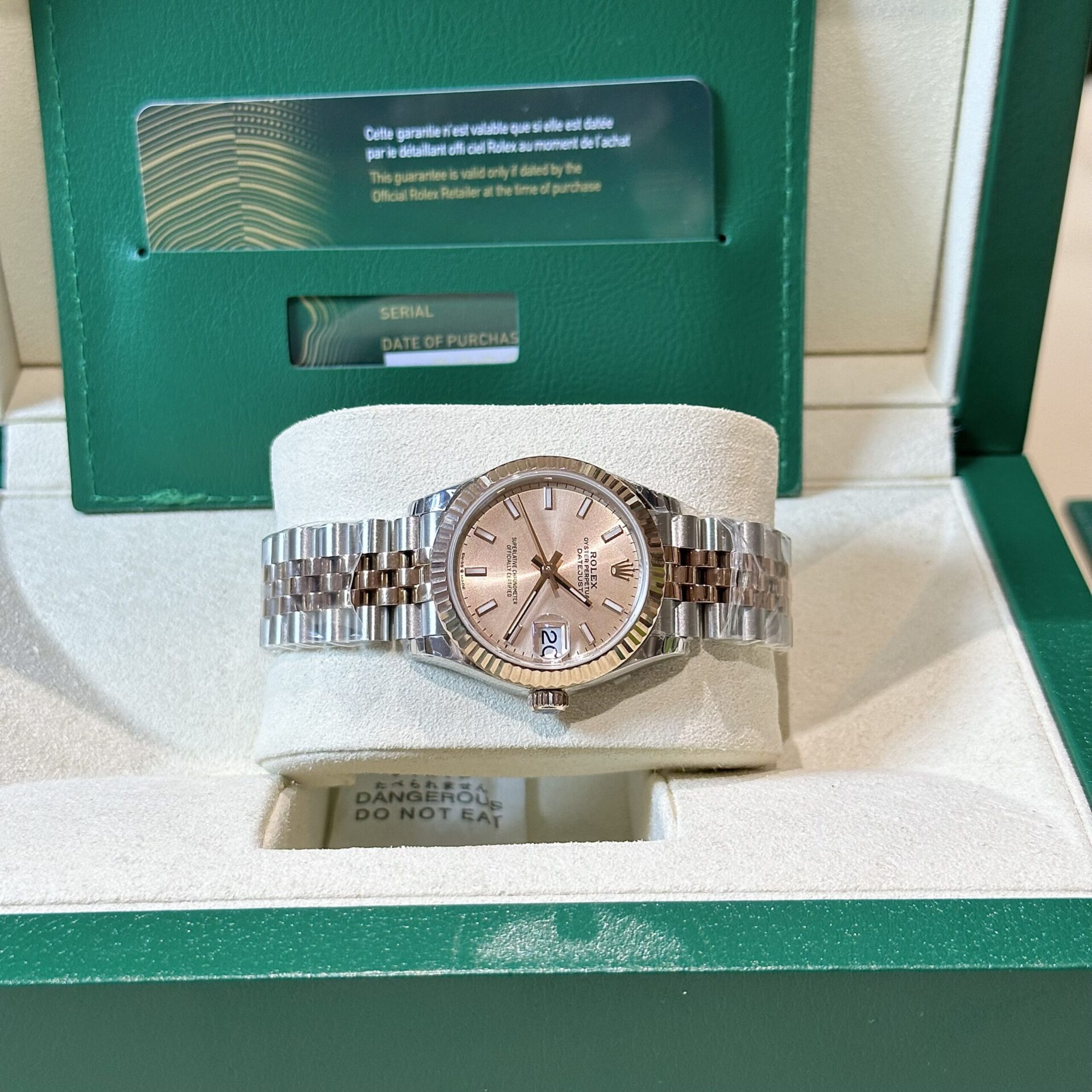 Rolex Replica Watch DateJust Women s Pink Dial Luminous Numbers EW Factory 31mm